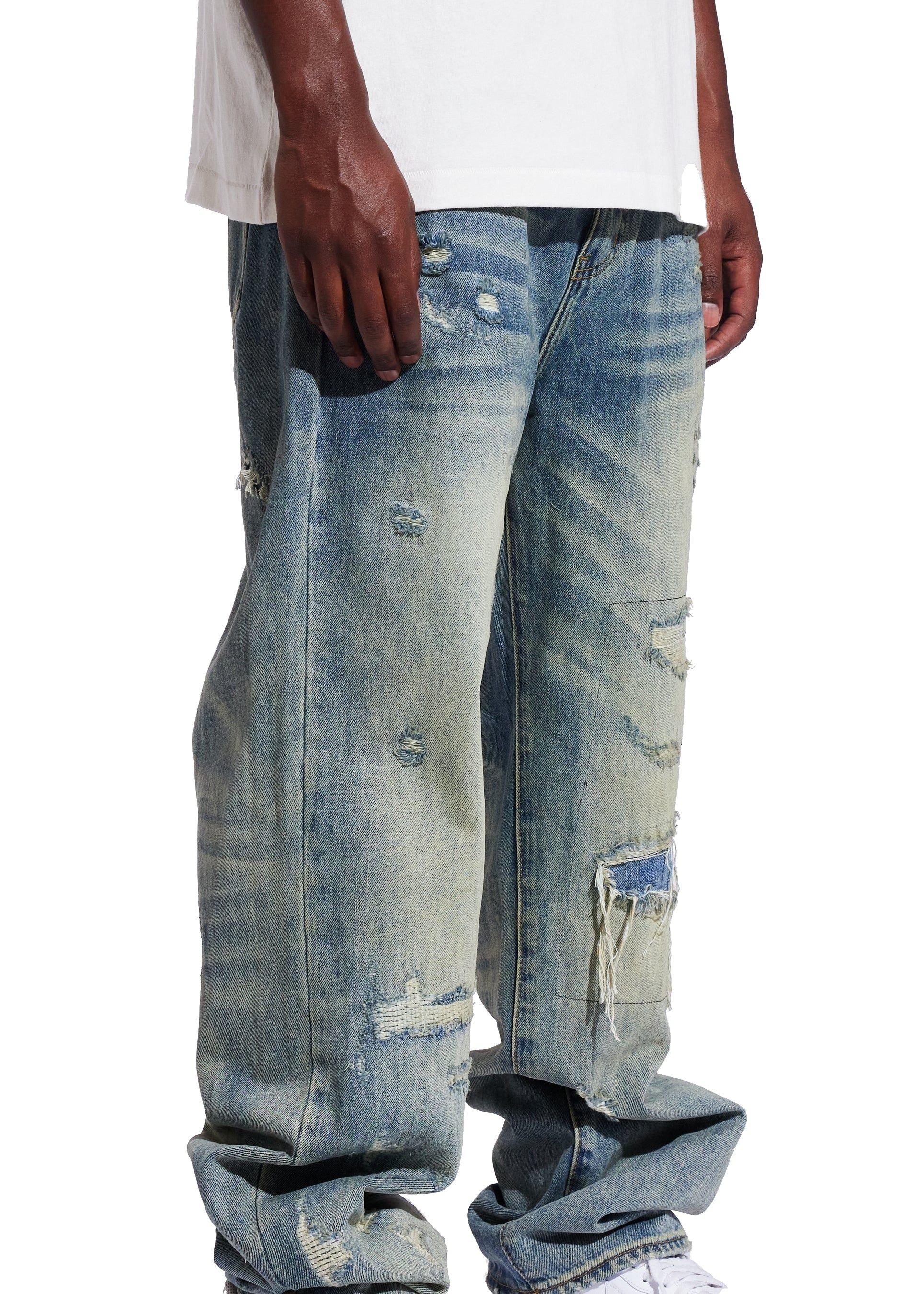 Crysp Denim Men's Pacific Straight Fit Denim Jeans - Blue - BLUE Thumbnail View 6