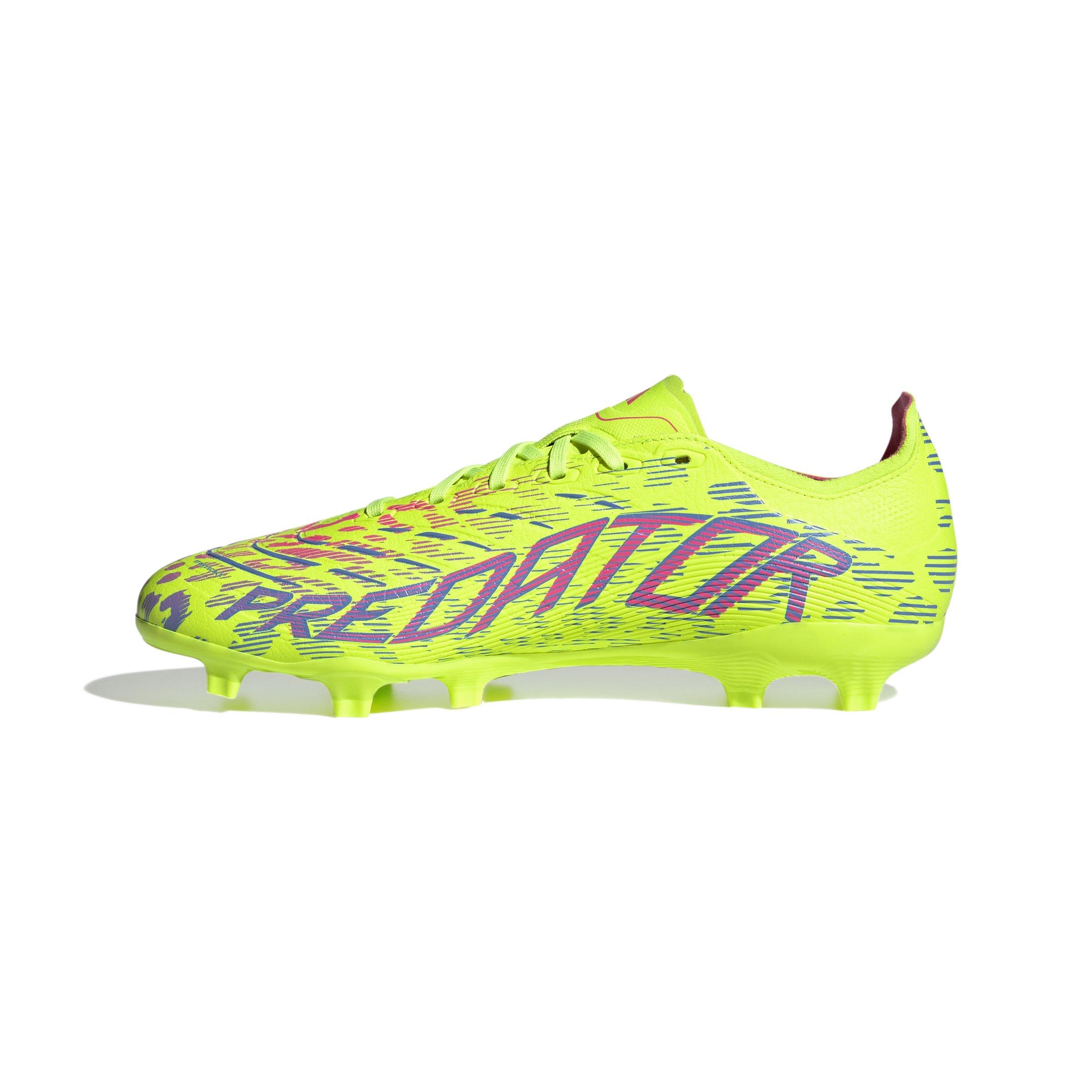 adidas Predator League FG/MG "Lucid Lemon" Men's Soccer Cleat - YELLOW/BLUE Thumbnail View 6