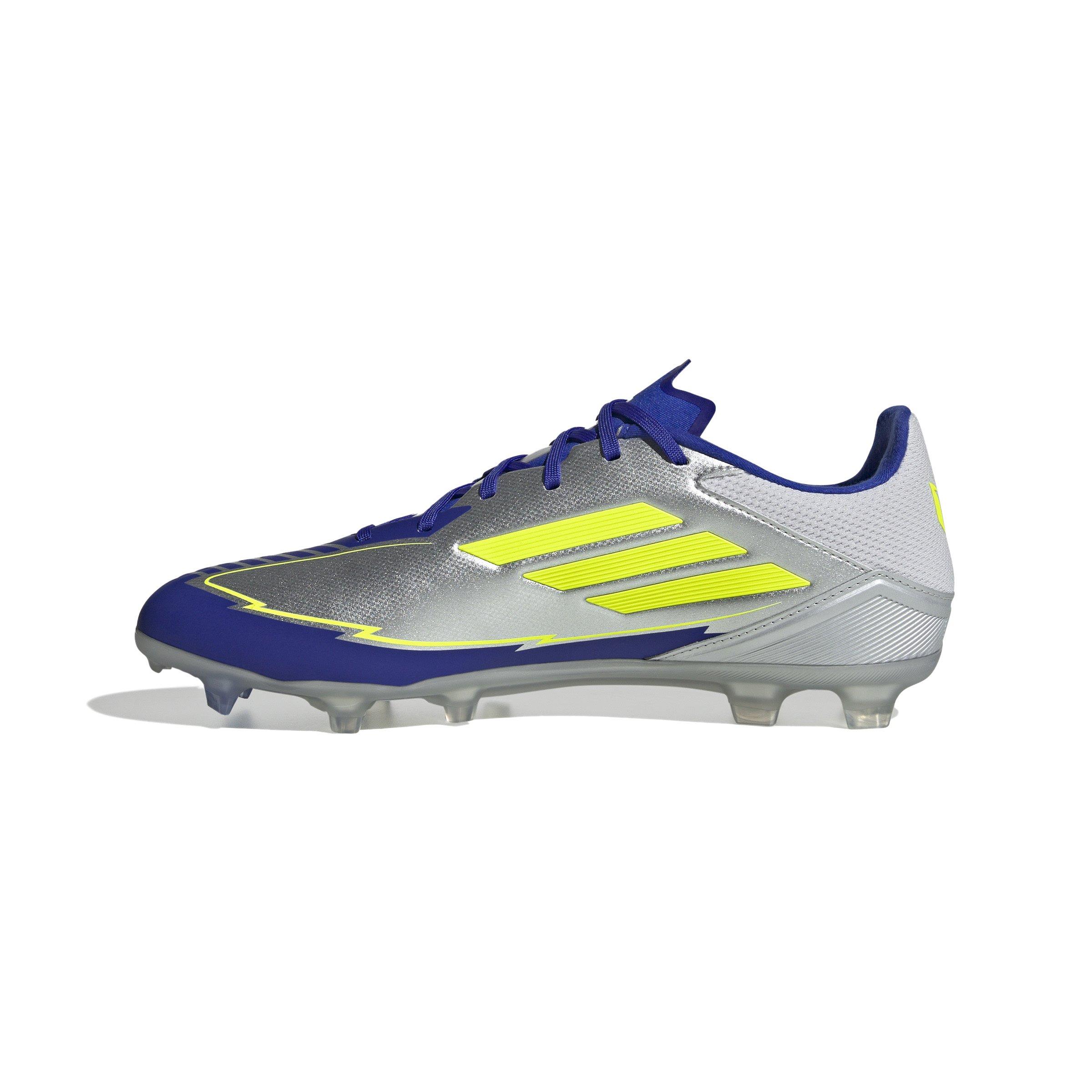 adidas F50 League Messi FG/MG "Silver Metallic" Men's Soccer Cleat - SILVER/BLUE Thumbnail View 6