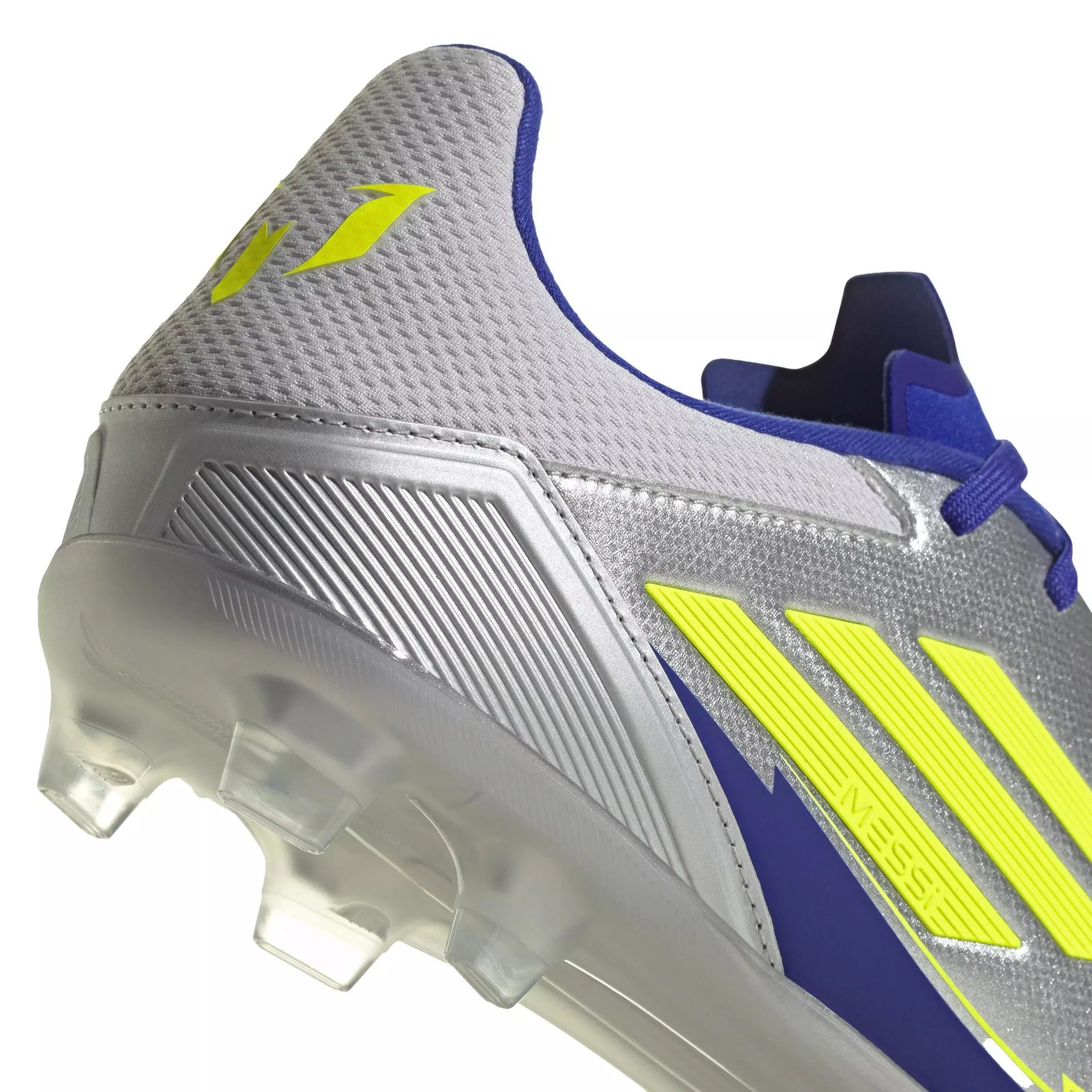 adidas F50 League Messi FG/MG "Silver Metallic" Men's Soccer Cleat - SILVER/BLUE