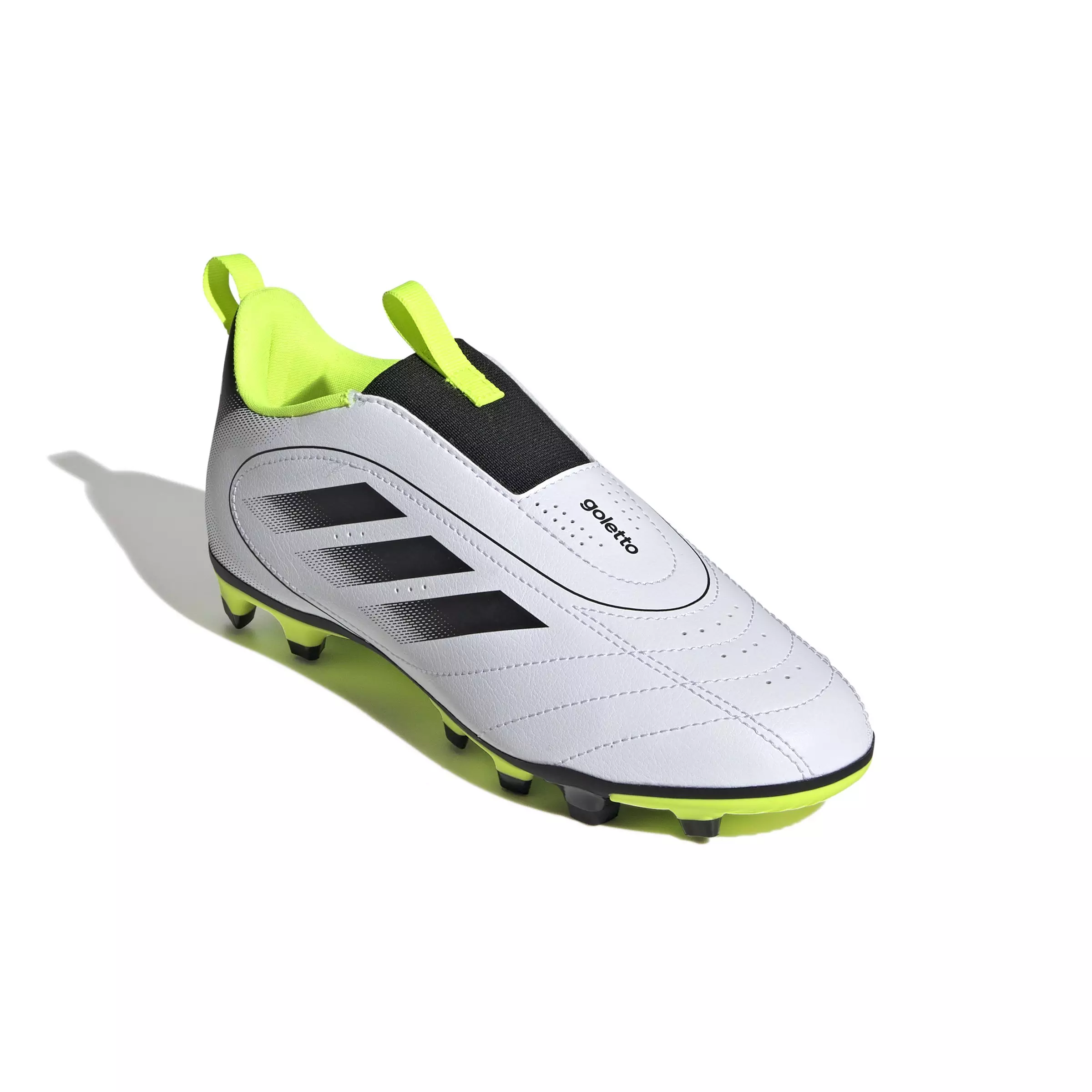 adidas Goletto IX FG/MG "Ftwr White/Core Black/Lucid Lemon" Preschool Kids' Soccer Cleat - WHITE/BLACK/VOLT