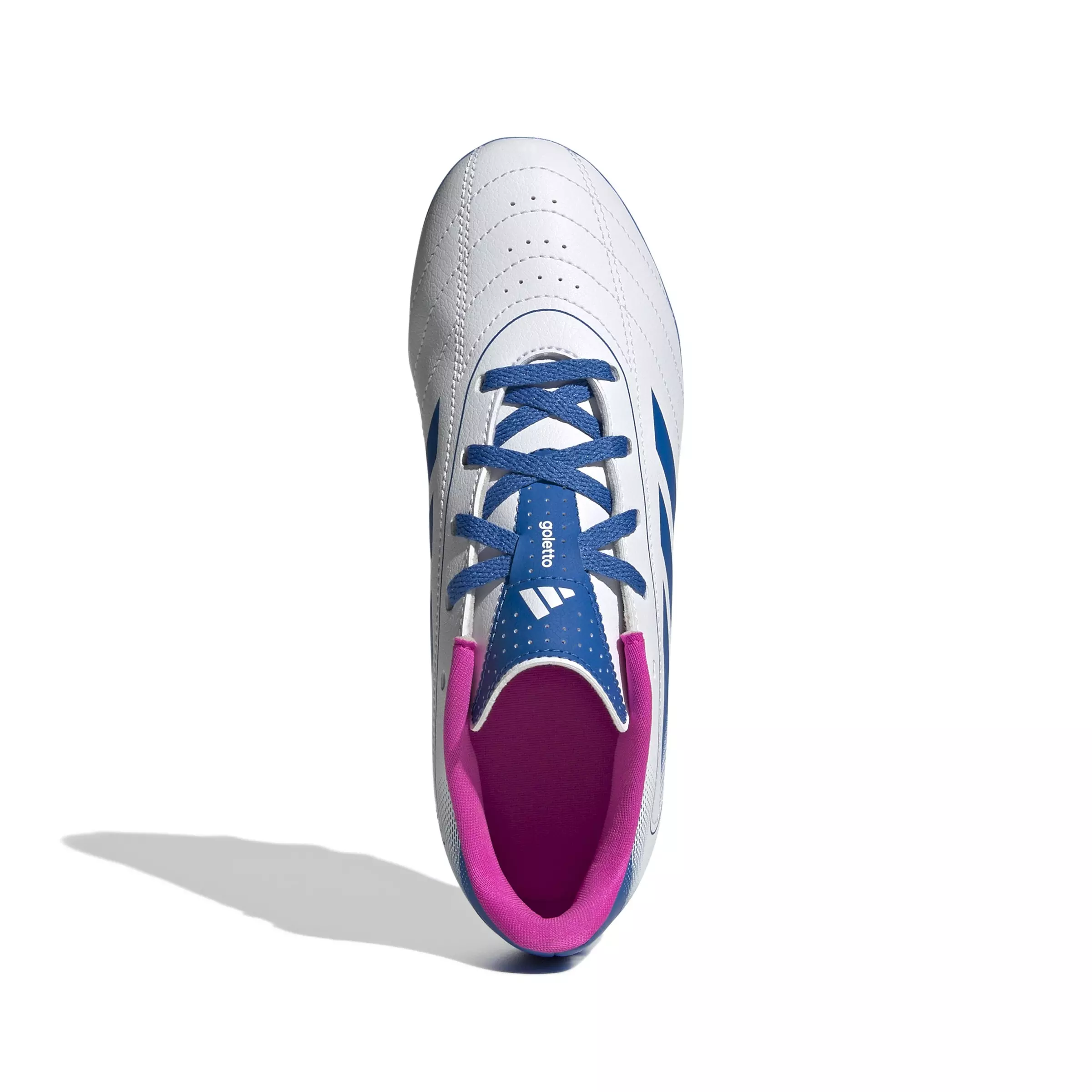 adidas Goletto IX FG/MG "Ftwr White/Bright Royal/Team Shock Pink" Preschool Girls' Soccer Cleat - WHITE/BLUE/PINK