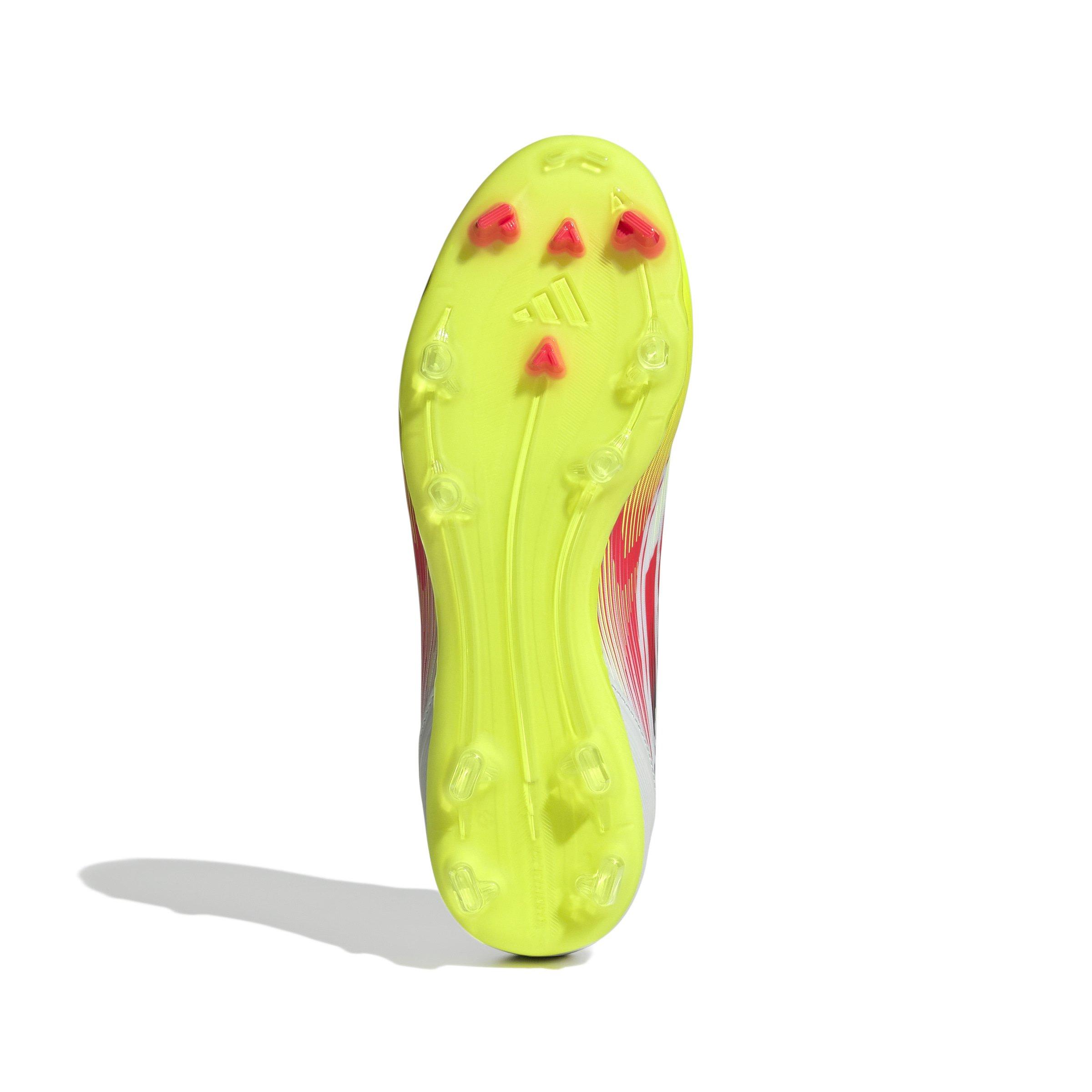 adidas F50 League FG/MG Mid "Ftwr White/Lucid Red/Solar Yellow" Women's Soccer Cleat - WHITE/RED/YELLOW Thumbnail View 7