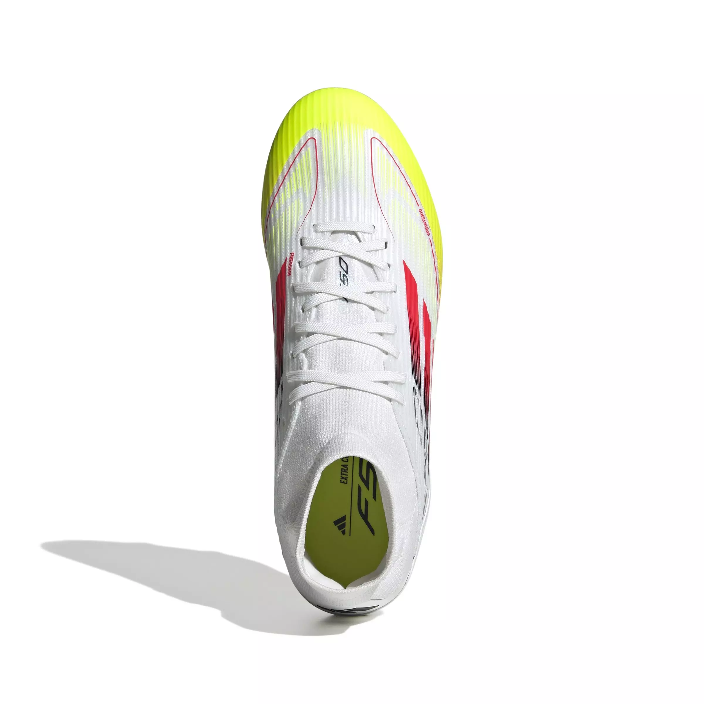 adidas F50 League FG/MG Mid "Ftwr White/Lucid Red/Solar Yellow" Women's Soccer Cleat - WHITE/RED/YELLOW