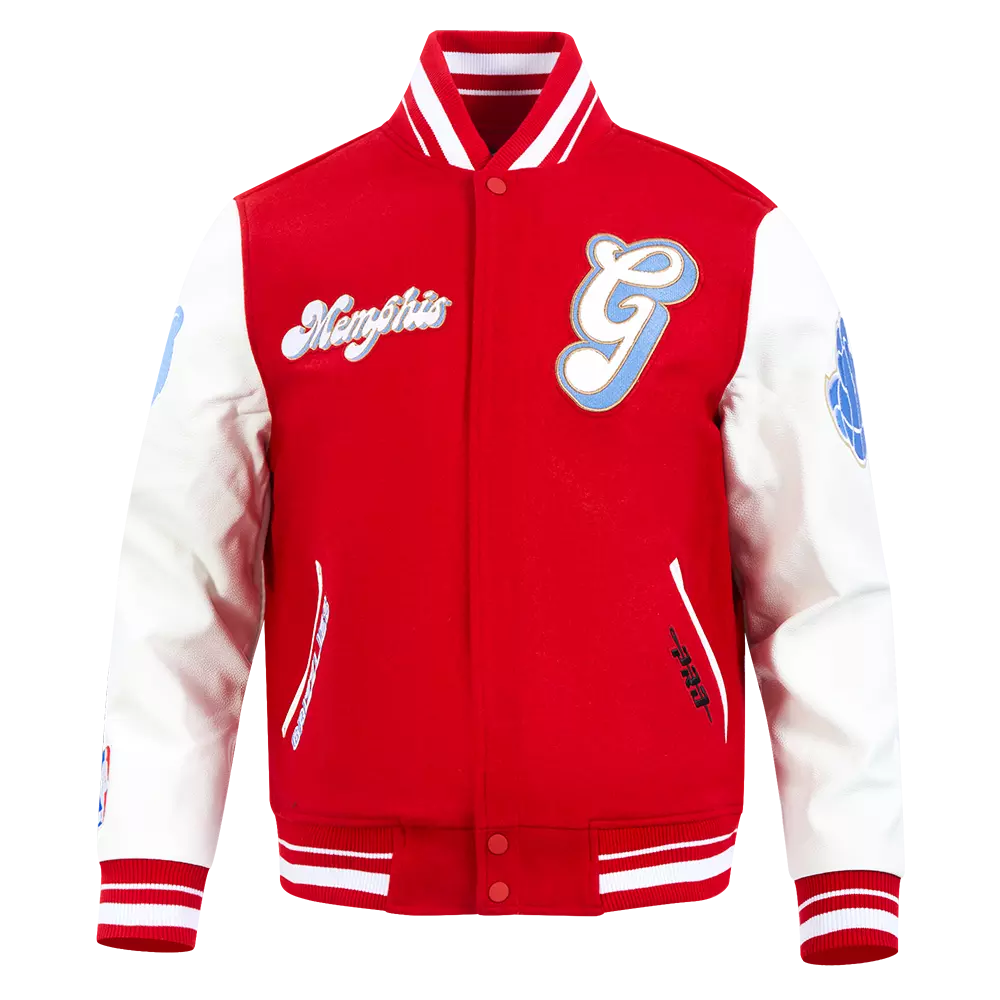 Pro Standard Men's Memphis Grizzlies City Edition Varsity Jacket-Red/White - RED/WHITE