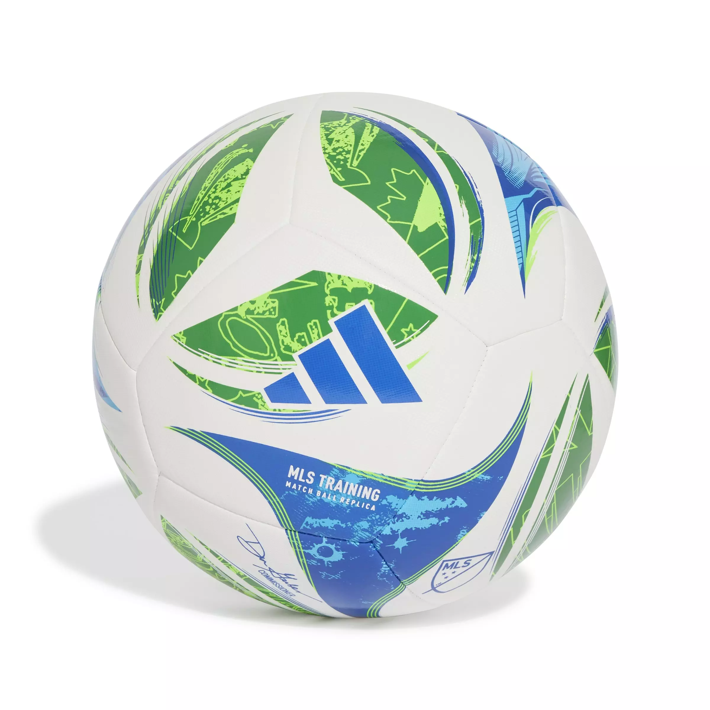 adidas MLS Training Soccer Ball - White/Green/Solar Blue - WHITE/GREEN