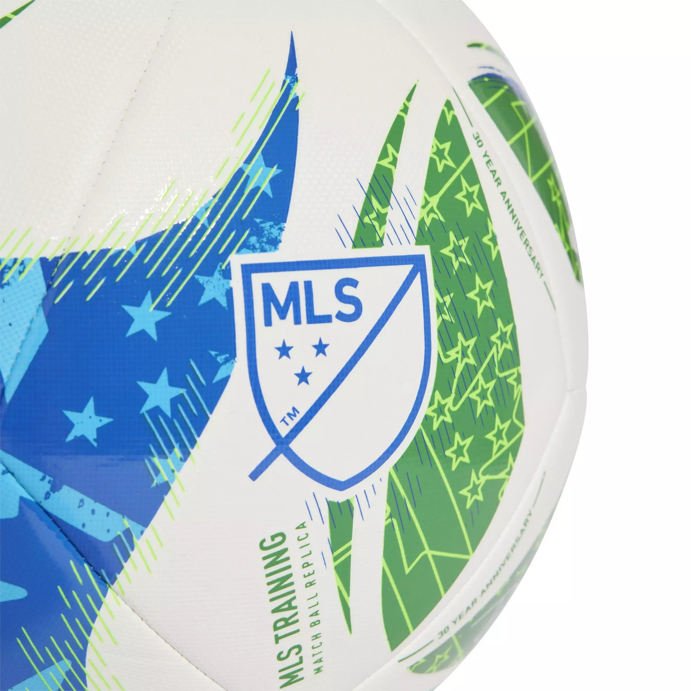 adidas MLS Training Soccer Ball - White/Green/Solar Blue - WHITE/GREEN
