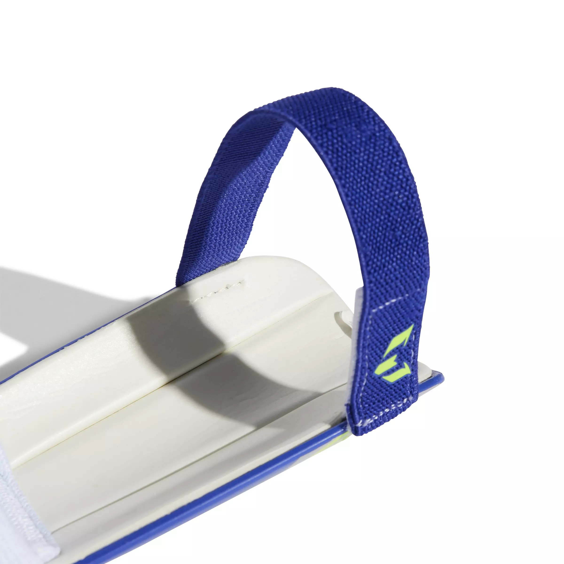 adidas Junior Messi MTC Soccer Shin Guards - Lucid Blue/Silver Metallic - SILVER/BLUE