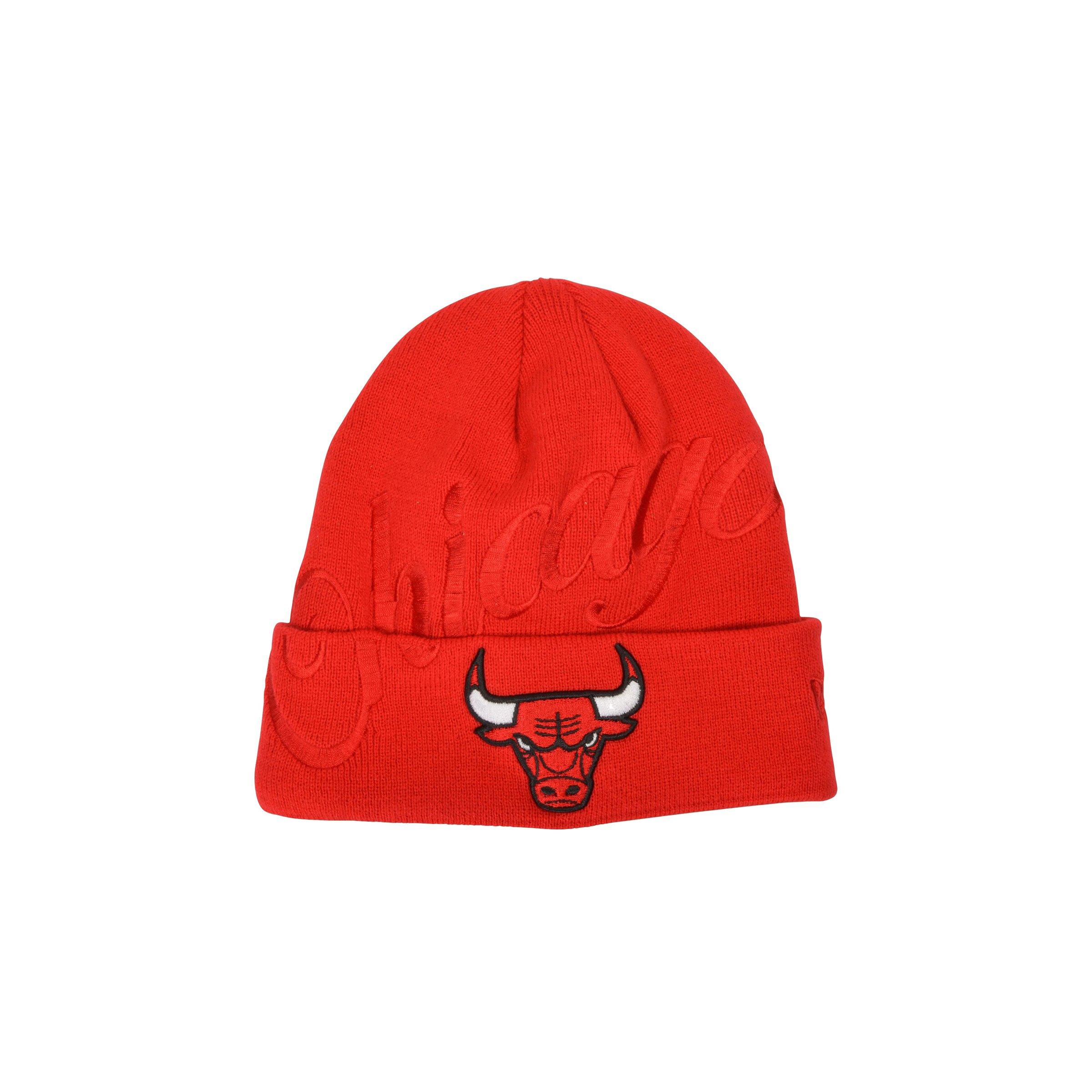 New Era Chicago Bulls Chicago Script Knit Beanie - Red - RED Thumbnail View 1