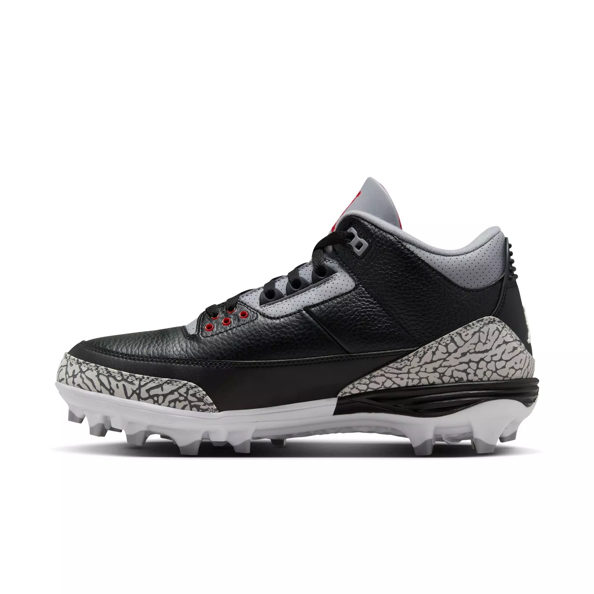Jordan 3 Mid TD "Cement Grey" Men's Football Cleat - BLACK/FIRE RED/CEMENT GREY