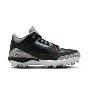 Jordan 3 Mid TD "Cement Grey" Men's Football Cleat - BLACK/FIRE RED/CEMENT GREY