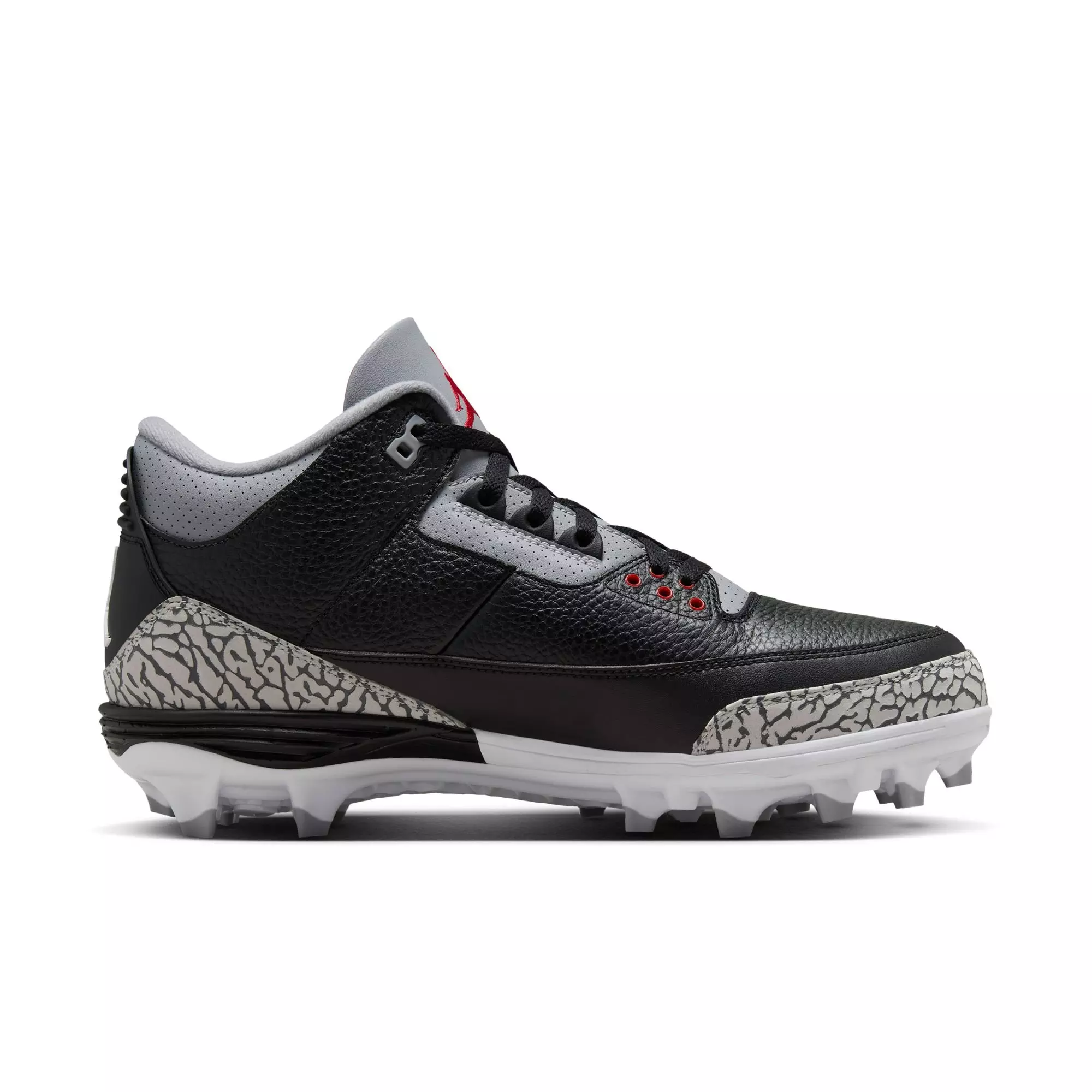 Jordan 3 Mid TD "Cement Grey" Men's Football Cleat - BLACK/FIRE RED/CEMENT GREY