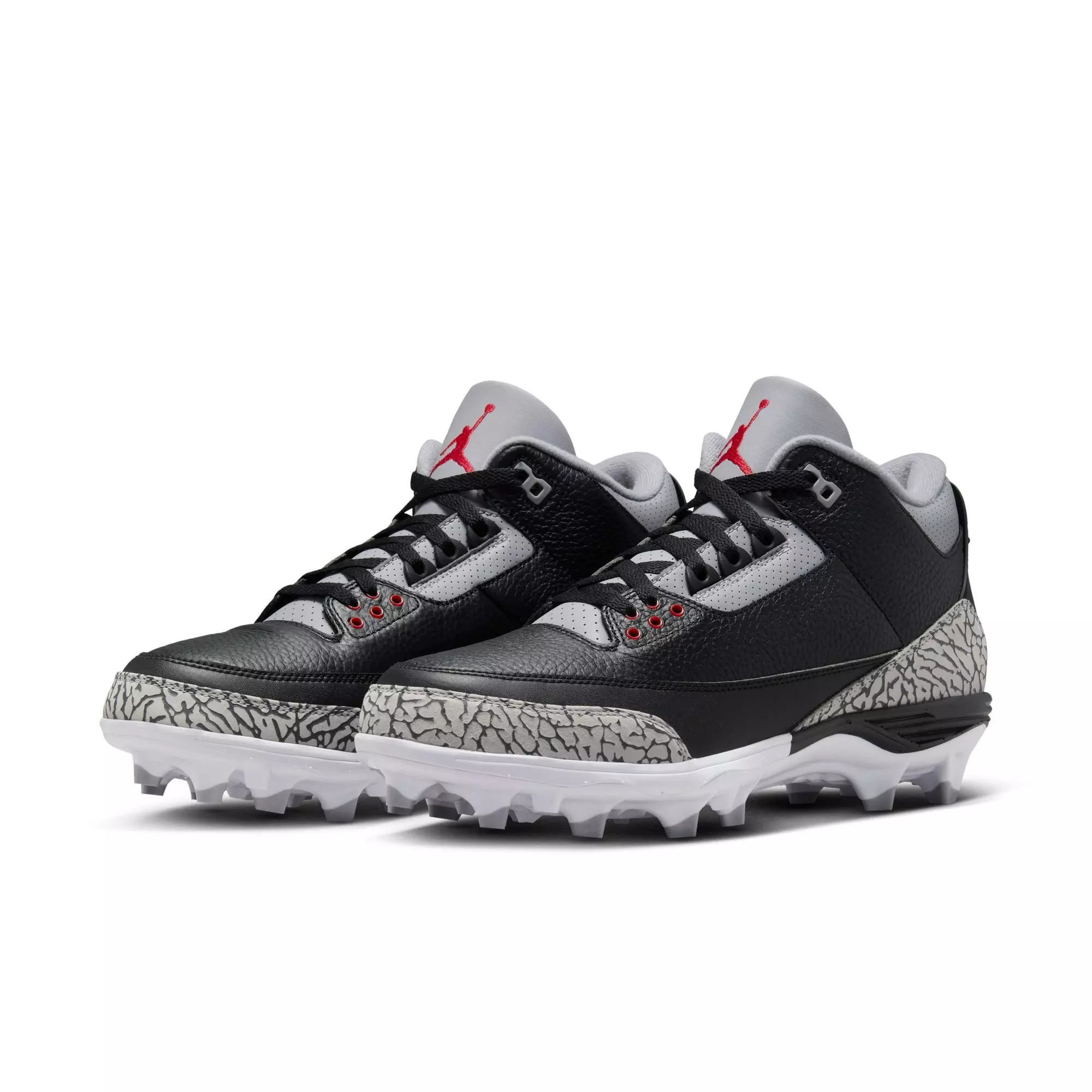 Jordan 3 Mid TD "Cement Grey" Men's Football Cleat - BLACK/FIRE RED/CEMENT GREY