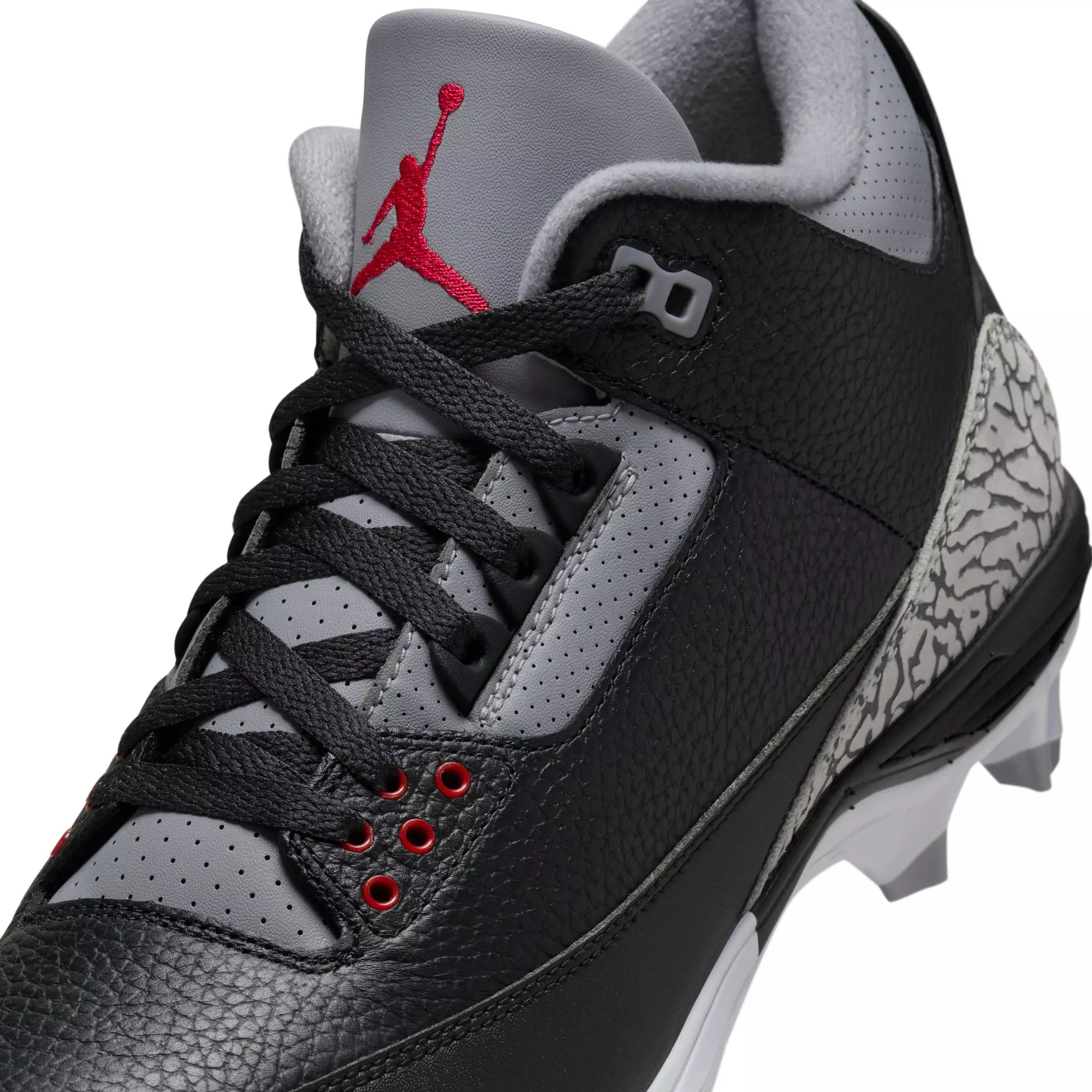 Jordan 3 Mid TD "Cement Grey" Men's Football Cleat - BLACK/FIRE RED/CEMENT GREY
