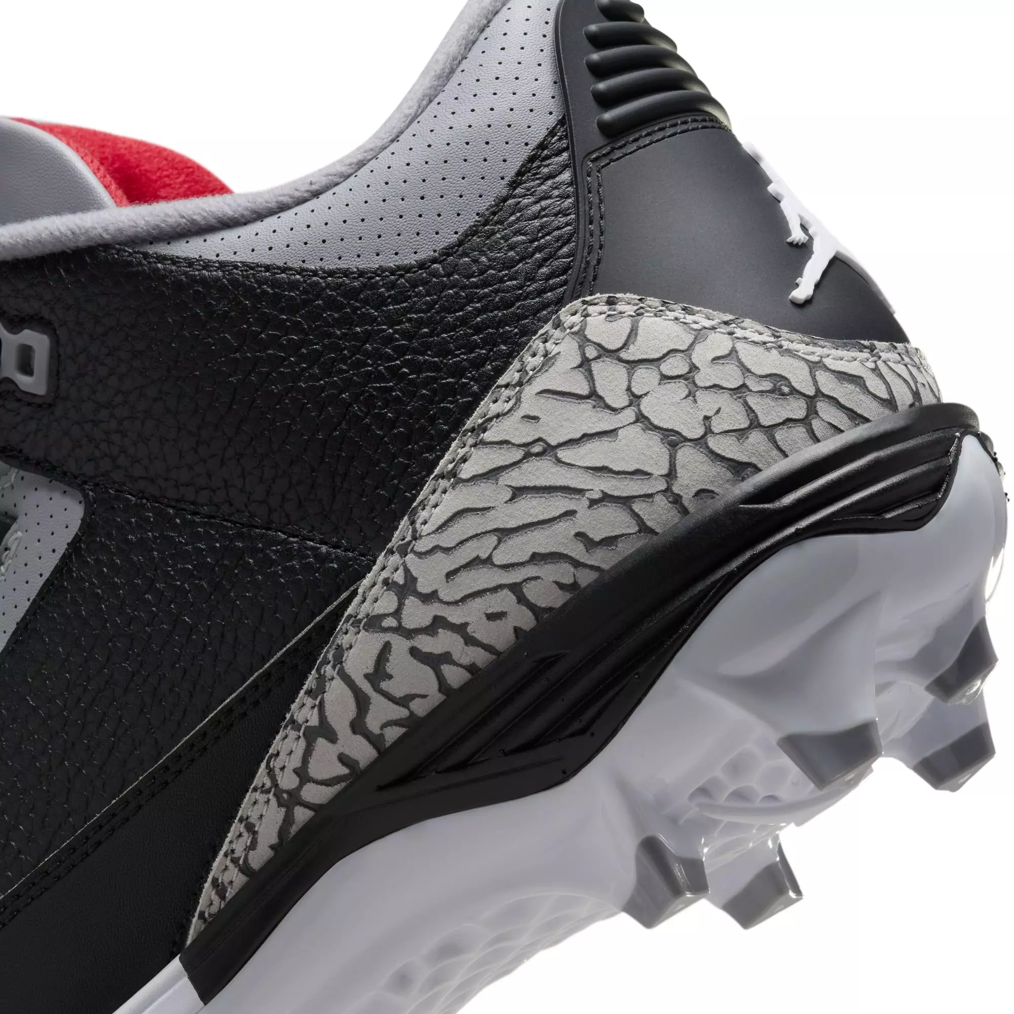 Jordan 3 Mid TD "Cement Grey" Men's Football Cleat - BLACK/FIRE RED/CEMENT GREY
