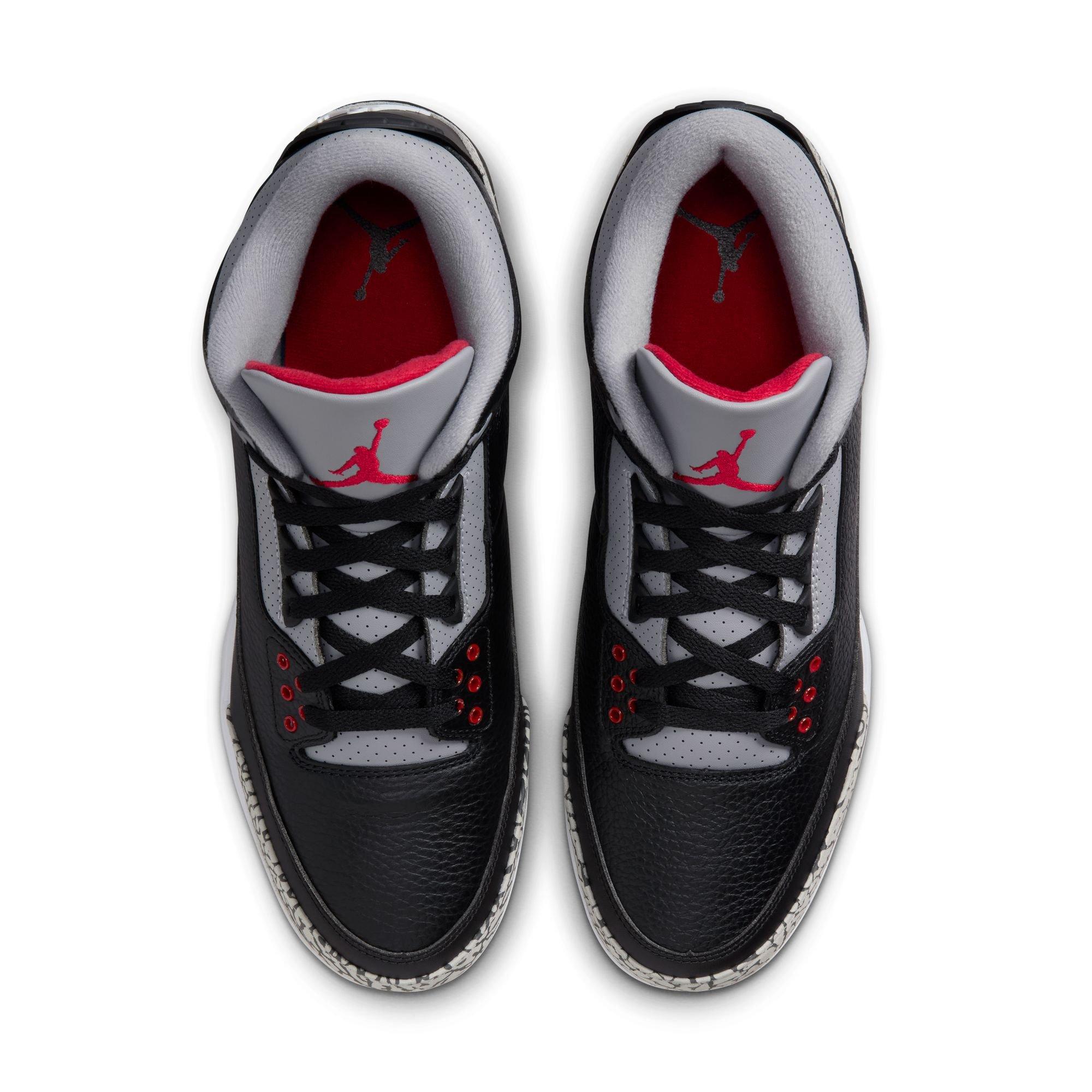 Jordan 3 Mid TD "Cement Grey" Men's Football Cleat - BLACK/FIRE RED/CEMENT GREY Thumbnail View 10