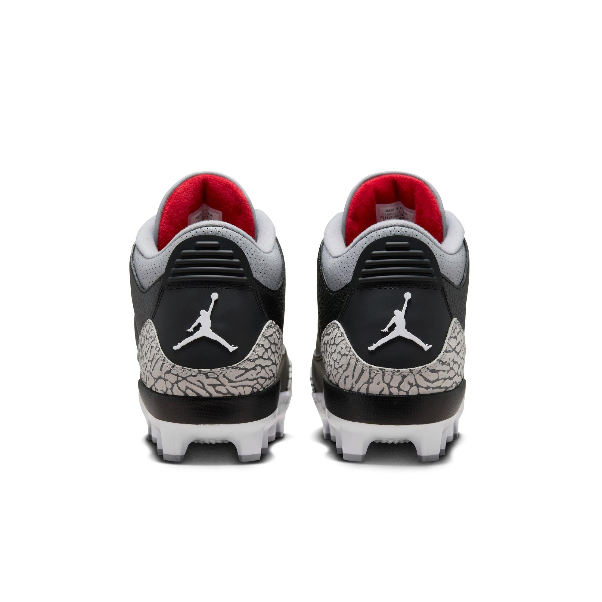 Jordan 3 Retro MCS "Cement Grey" Men's Baseball Cleat - BLACK/FIRE RED/CEMENT GREY Thumbnail View 9