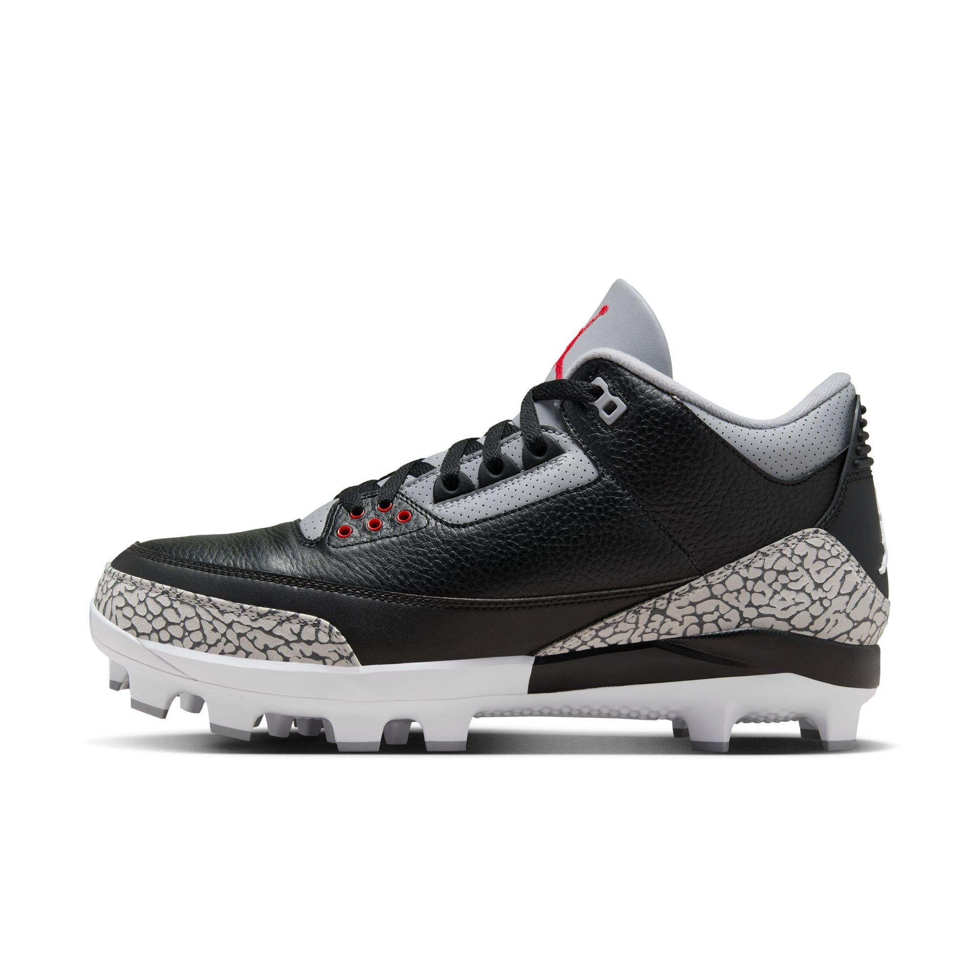 Jordan 3 Retro MCS "Cement Grey" Men's Baseball Cleat - BLACK/FIRE RED/CEMENT GREY Thumbnail View 7