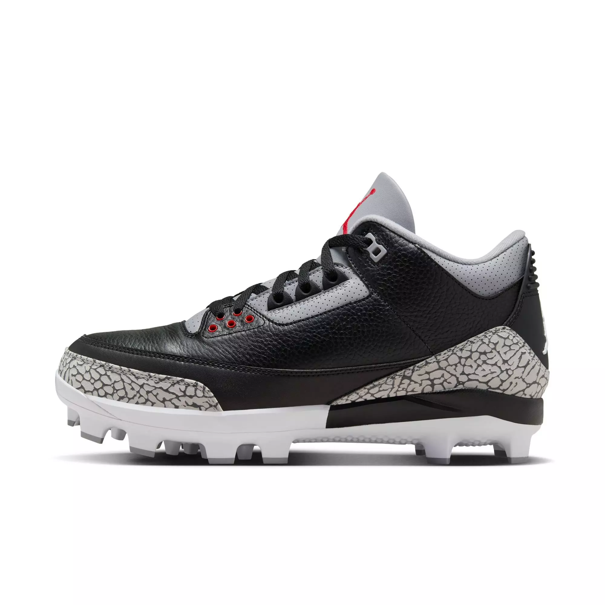 Jordan 3 Retro MCS "Cement Grey" Men's Baseball Cleat - BLACK/FIRE RED/CEMENT GREY