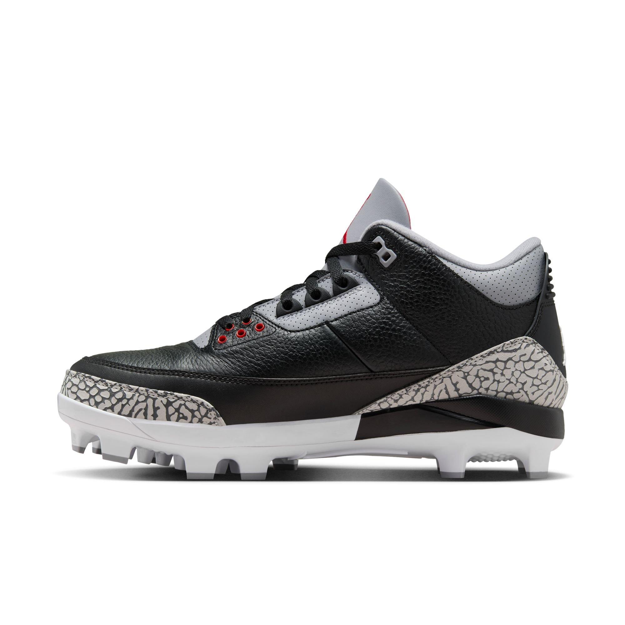 Jordan 3 Retro MCS "Cement Grey" Men's Baseball Cleat - BLACK/FIRE RED/CEMENT GREY Thumbnail View 8