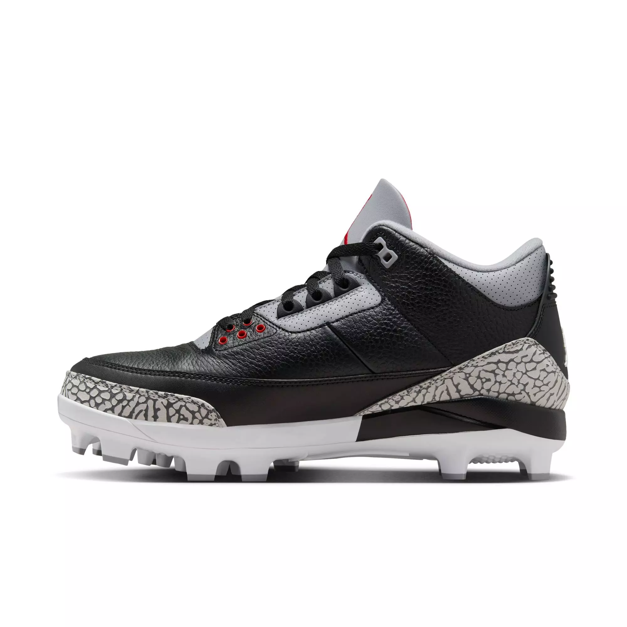 Jordan 3 Retro MCS "Cement Grey" Men's Baseball Cleat - BLACK/FIRE RED/CEMENT GREY