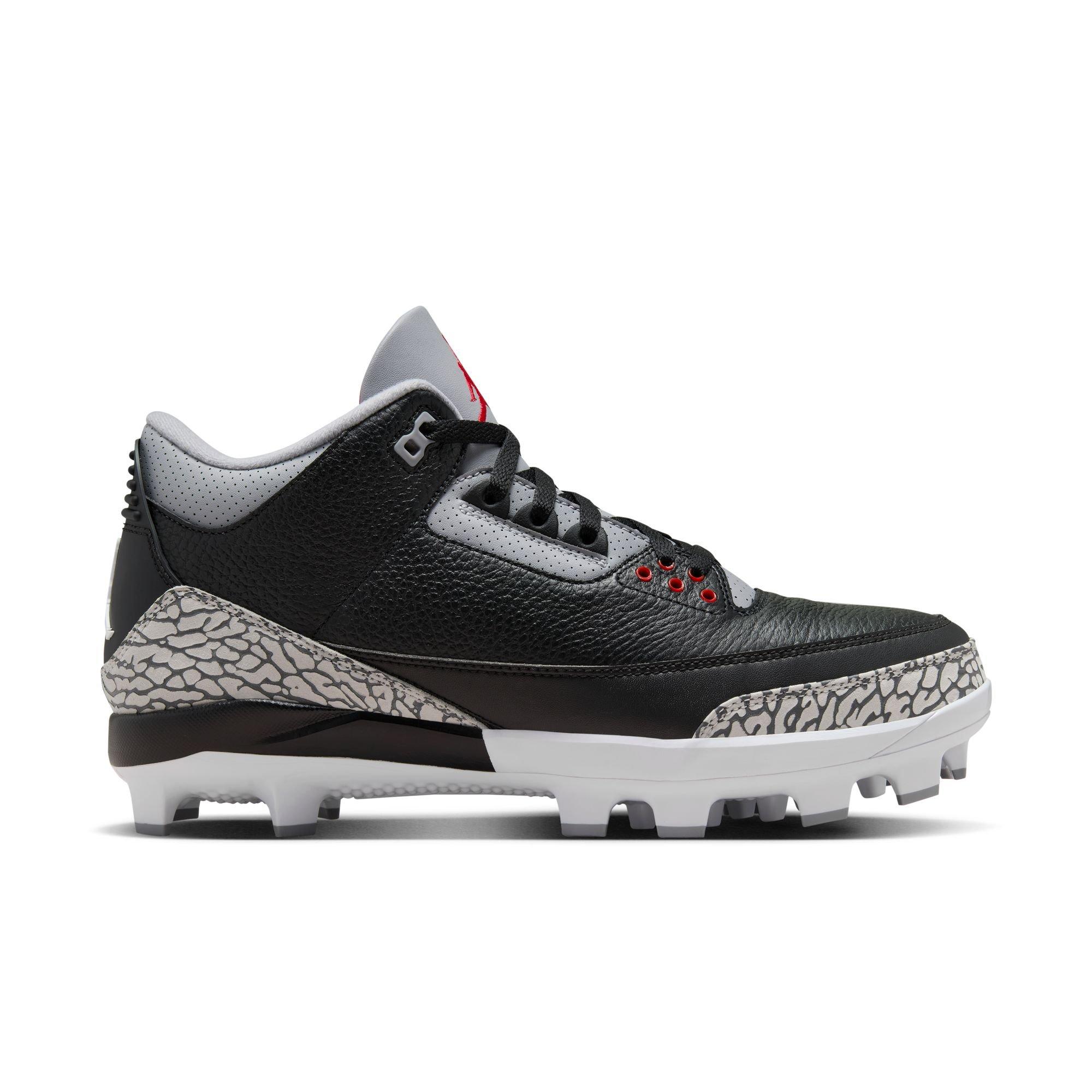Jordan 3 Retro MCS "Cement Grey" Men's Baseball Cleat - BLACK/FIRE RED/CEMENT GREY Thumbnail View 1