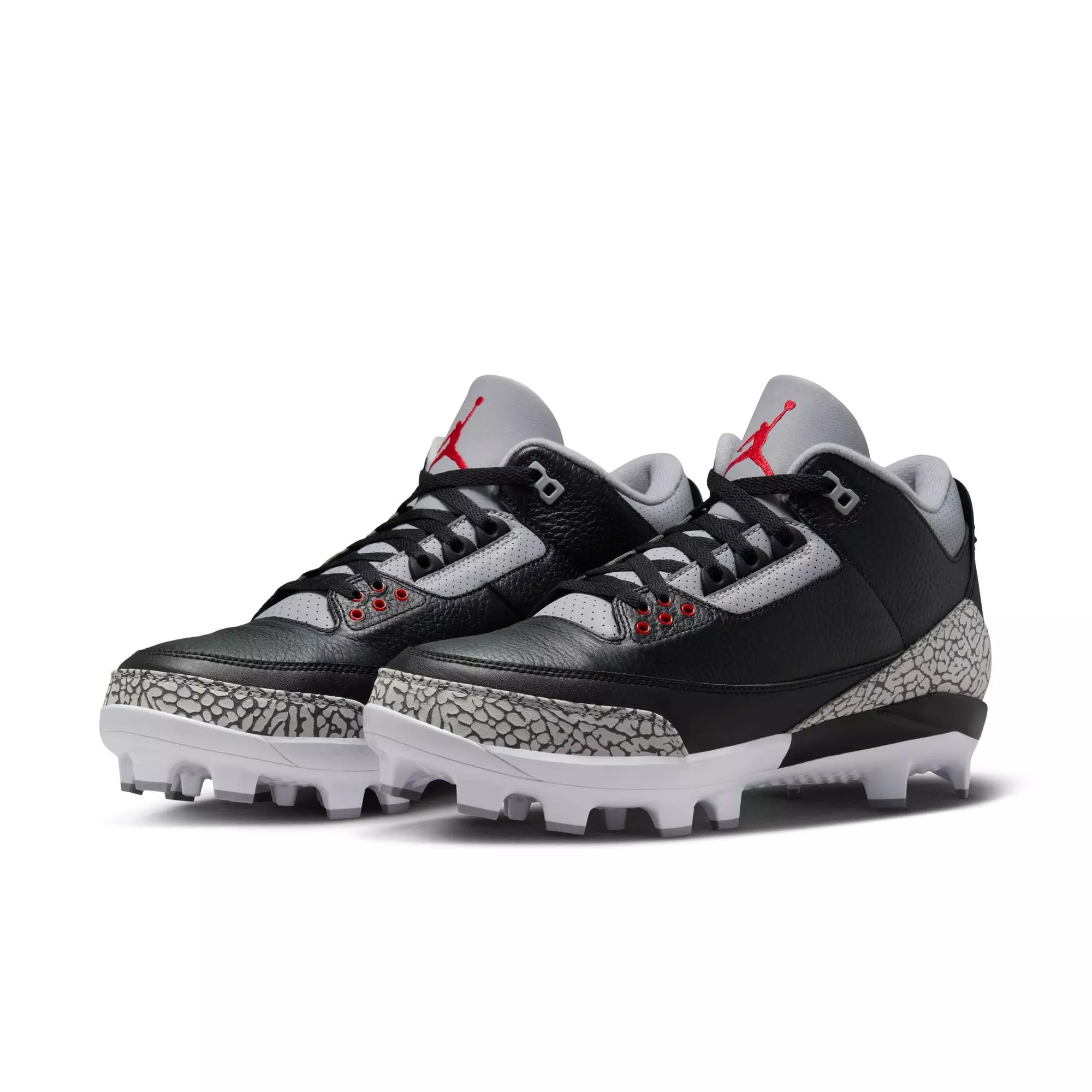 Jordan 3 Retro MCS "Cement Grey" Men's Baseball Cleat - BLACK/FIRE RED/CEMENT GREY