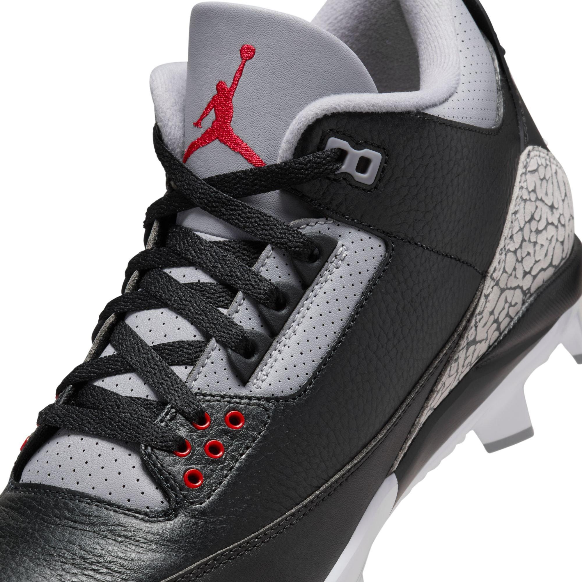 Jordan 3 Retro MCS "Cement Grey" Men's Baseball Cleat - BLACK/FIRE RED/CEMENT GREY Thumbnail View 5
