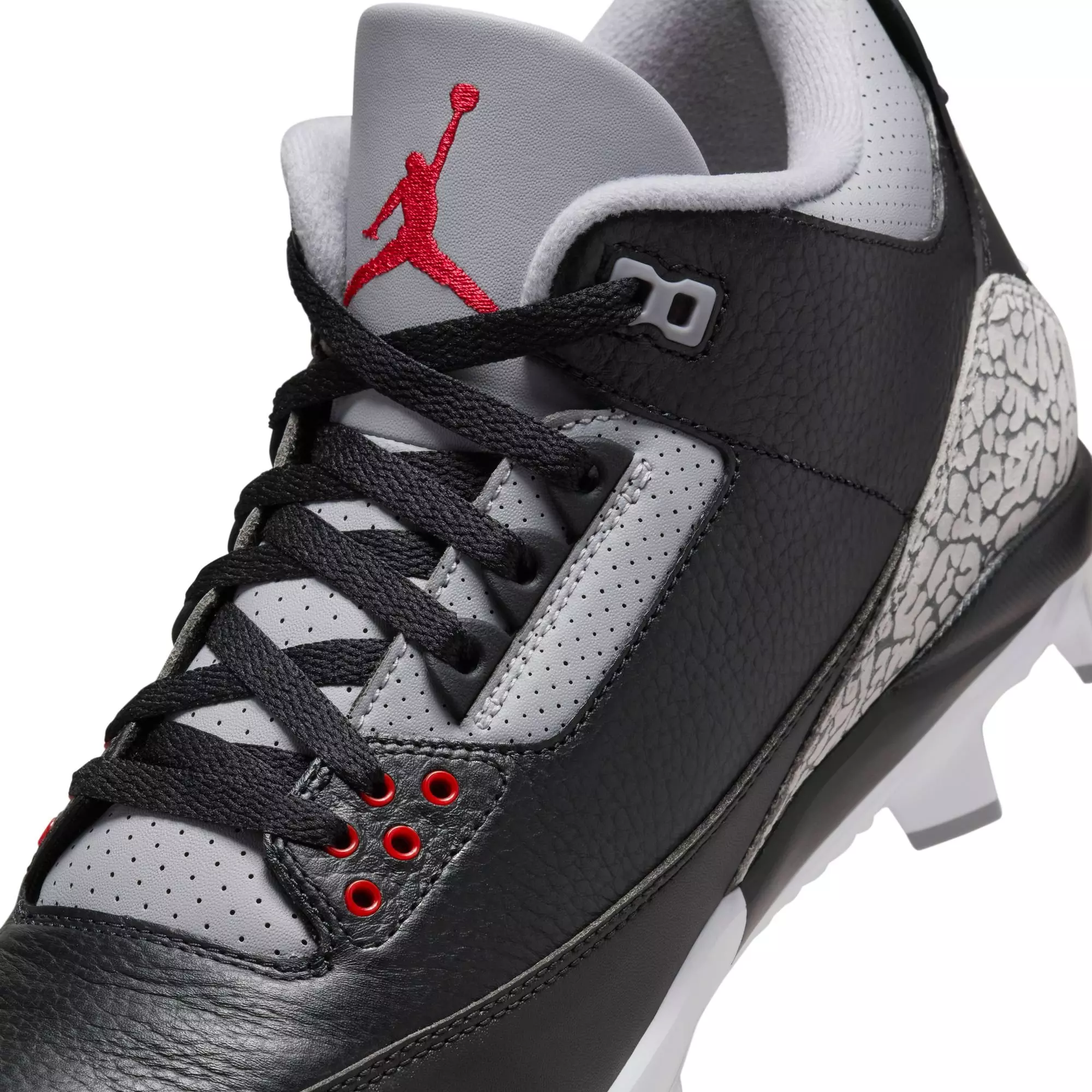 Jordan 3 Retro MCS "Cement Grey" Men's Baseball Cleat - BLACK/FIRE RED/CEMENT GREY