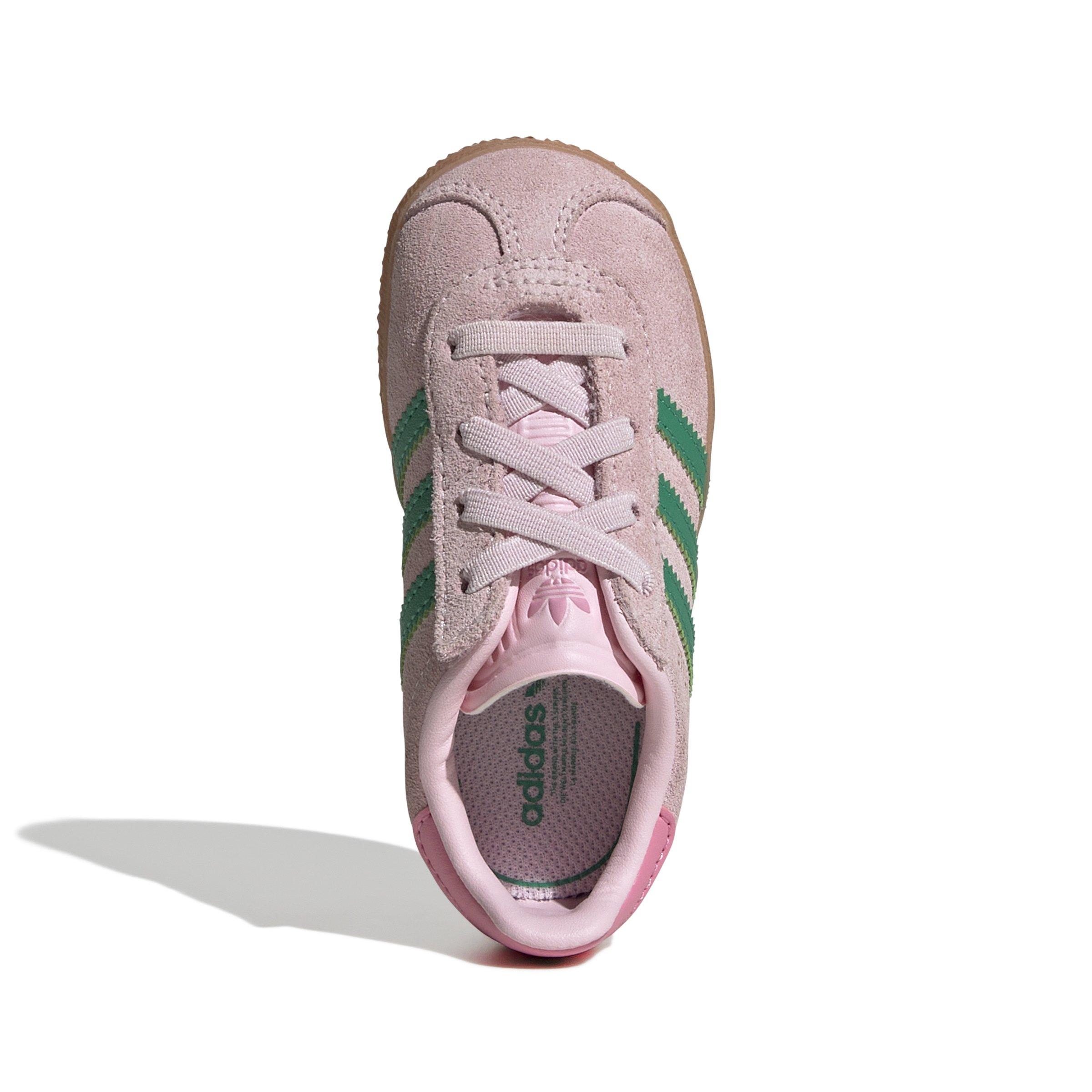 adidas Originals Gazelle "Clear Pink/Court Green/Bliss Pink" Toddler Girls' Shoe - PINK/GREEN Thumbnail View 3