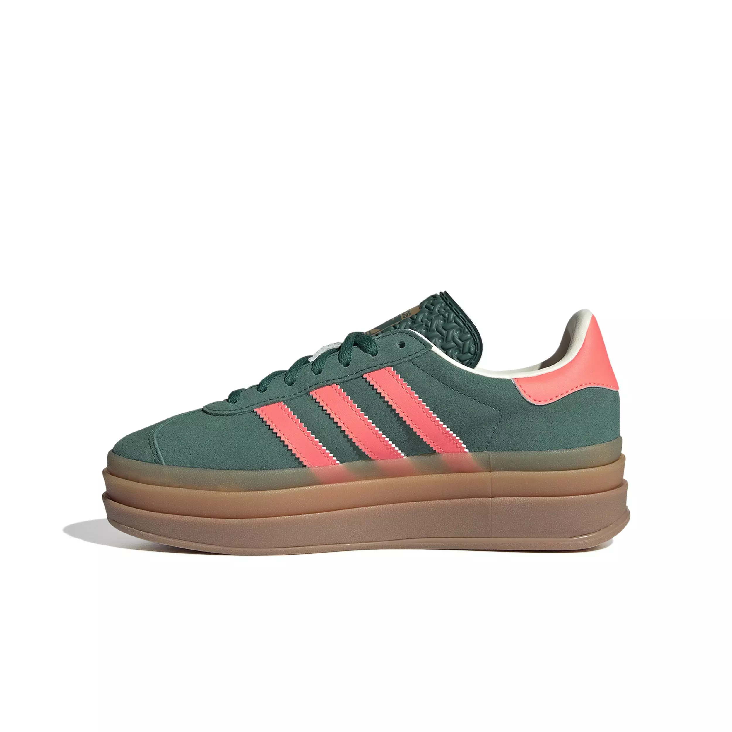 adidas Originals Gazelle Bold "Collegiate Green/Signal Coral/Cream White" Grade School Girls' Shoe - GREEN/PINK
