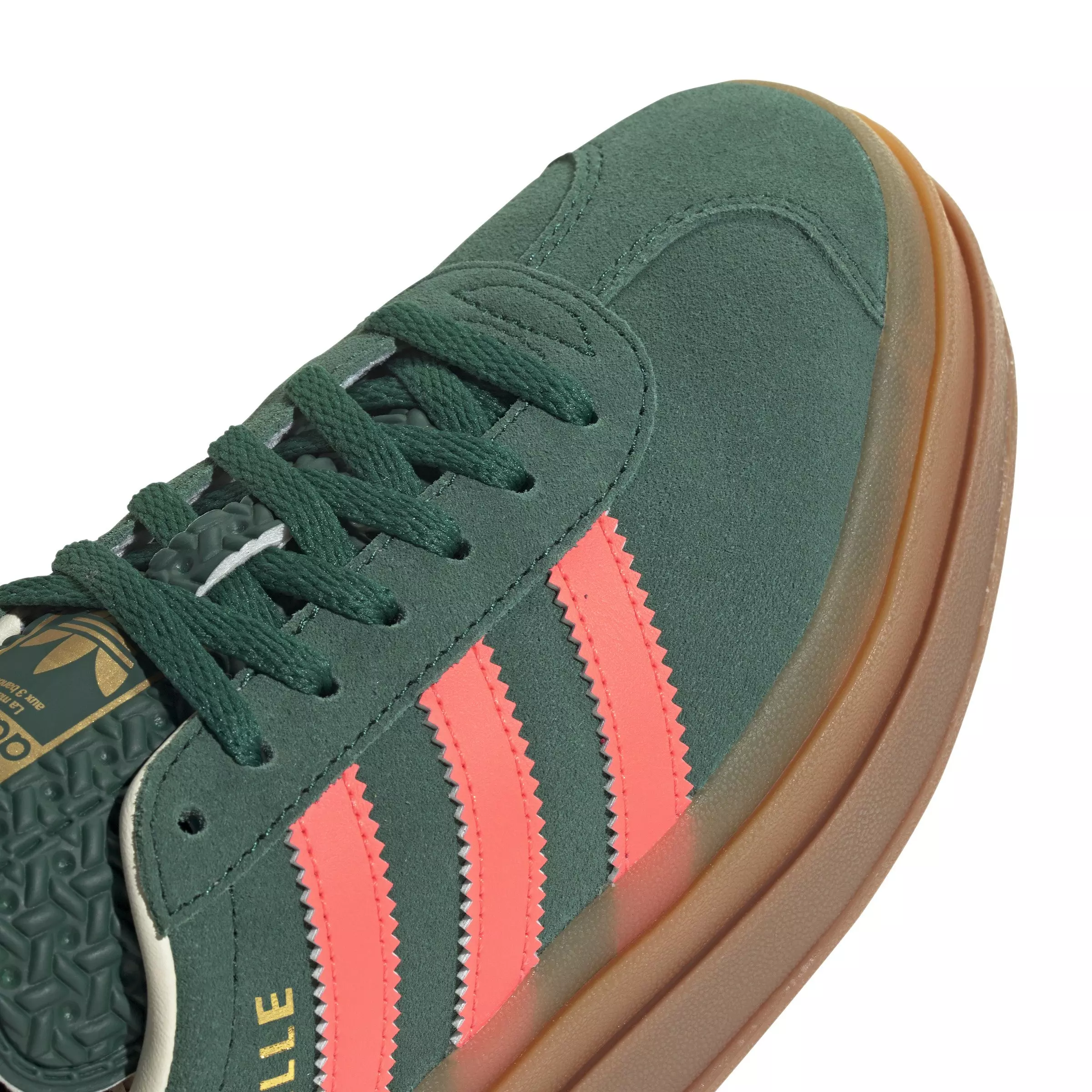 adidas Originals Gazelle Bold "Collegiate Green/Signal Coral/Cream White" Grade School Girls' Shoe - GREEN/PINK