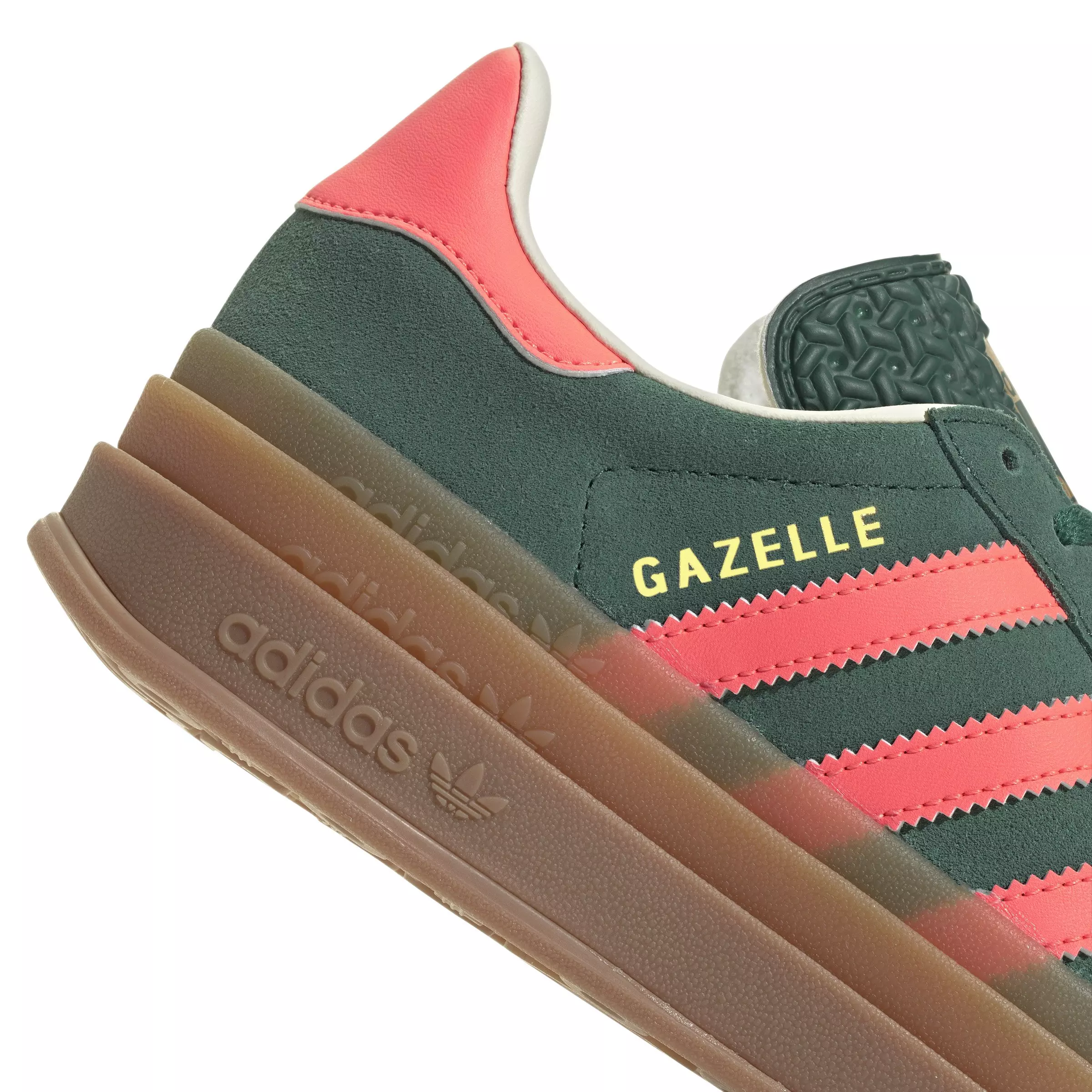 adidas Originals Gazelle Bold "Collegiate Green/Signal Coral/Cream White" Grade School Girls' Shoe - GREEN/PINK