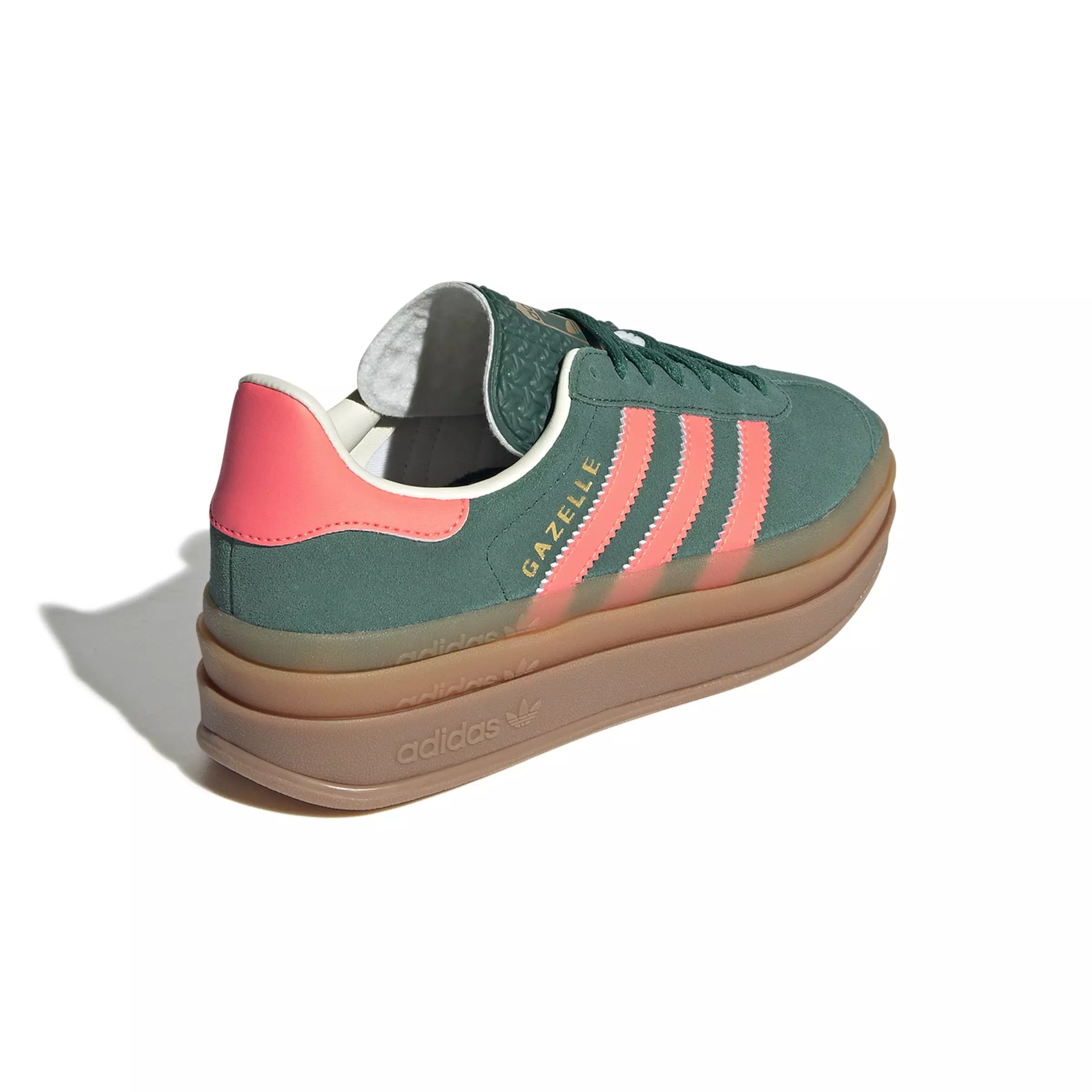 adidas Originals Gazelle Bold "Collegiate Green/Signal Coral/Cream White" Grade School Girls' Shoe - GREEN/PINK