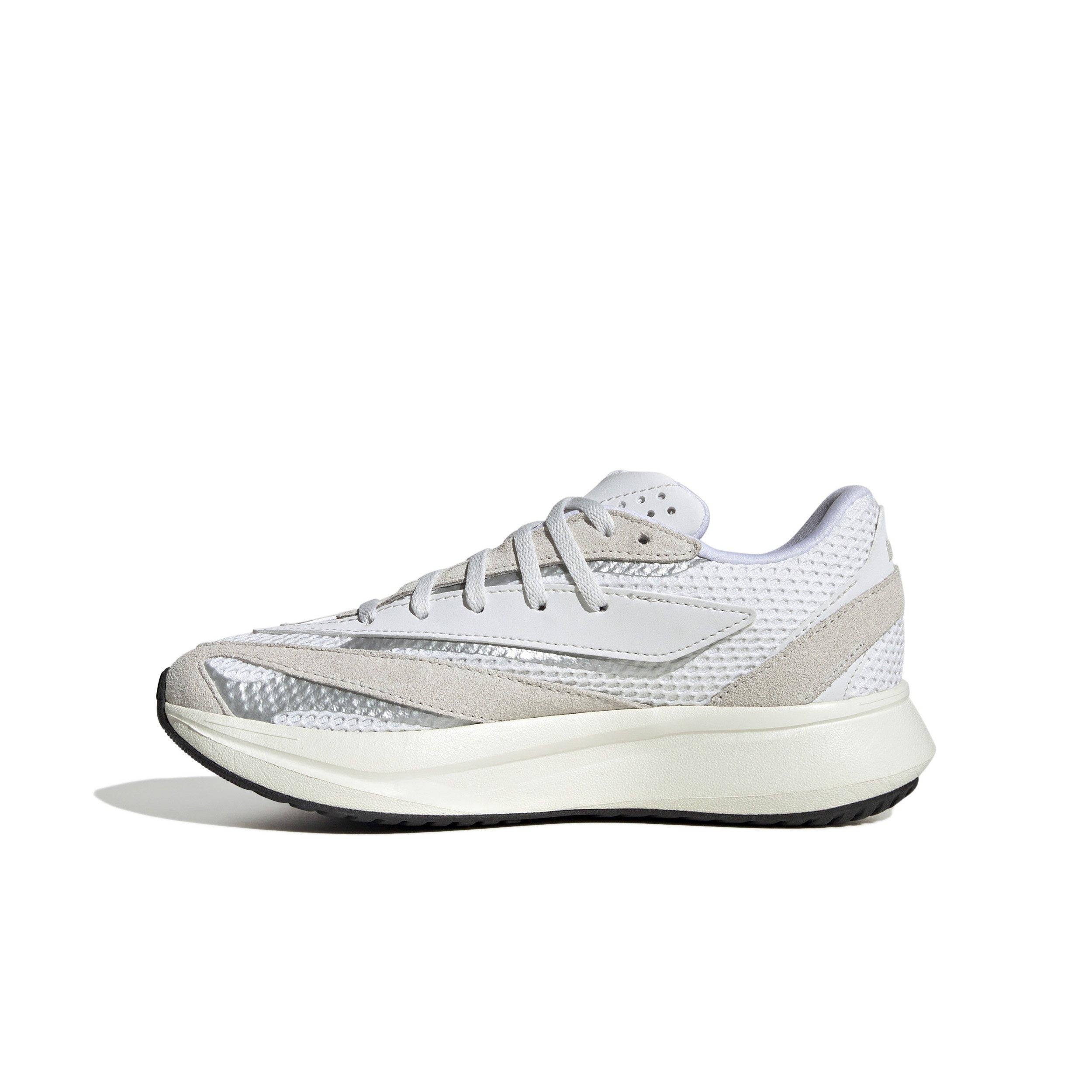 adidas Lightstride Grade School Kids' "Crystal White/Ftwr White/Silver Metallic" Running Shoe