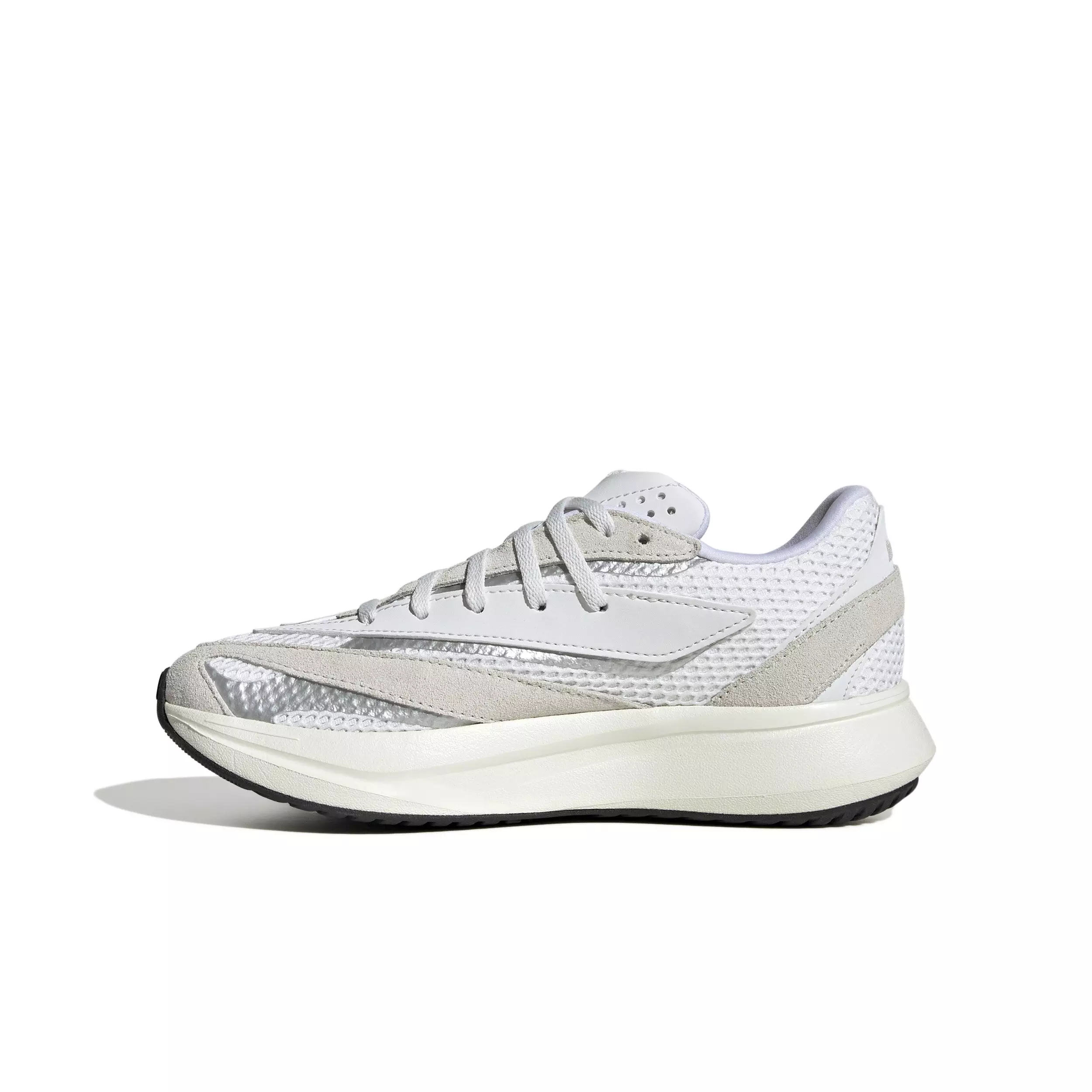 adidas Lightstride "Crystal White/Ftwr White/Silver Metallic" Grade School Kids' Running Shoe - WHITE/GREY