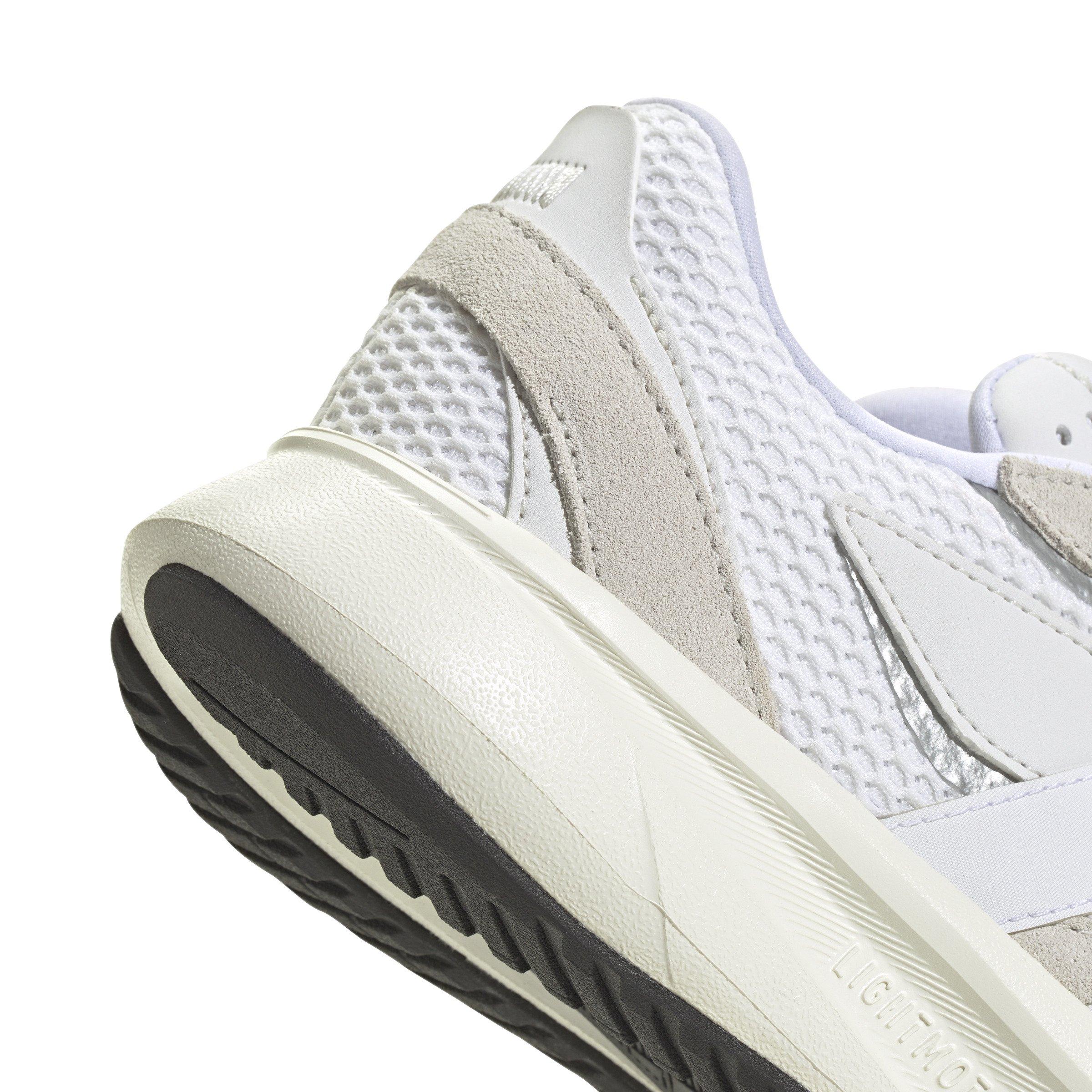 adidas Lightstride Grade School Kids' "Crystal White/Ftwr White/Silver Metallic" Running Shoe