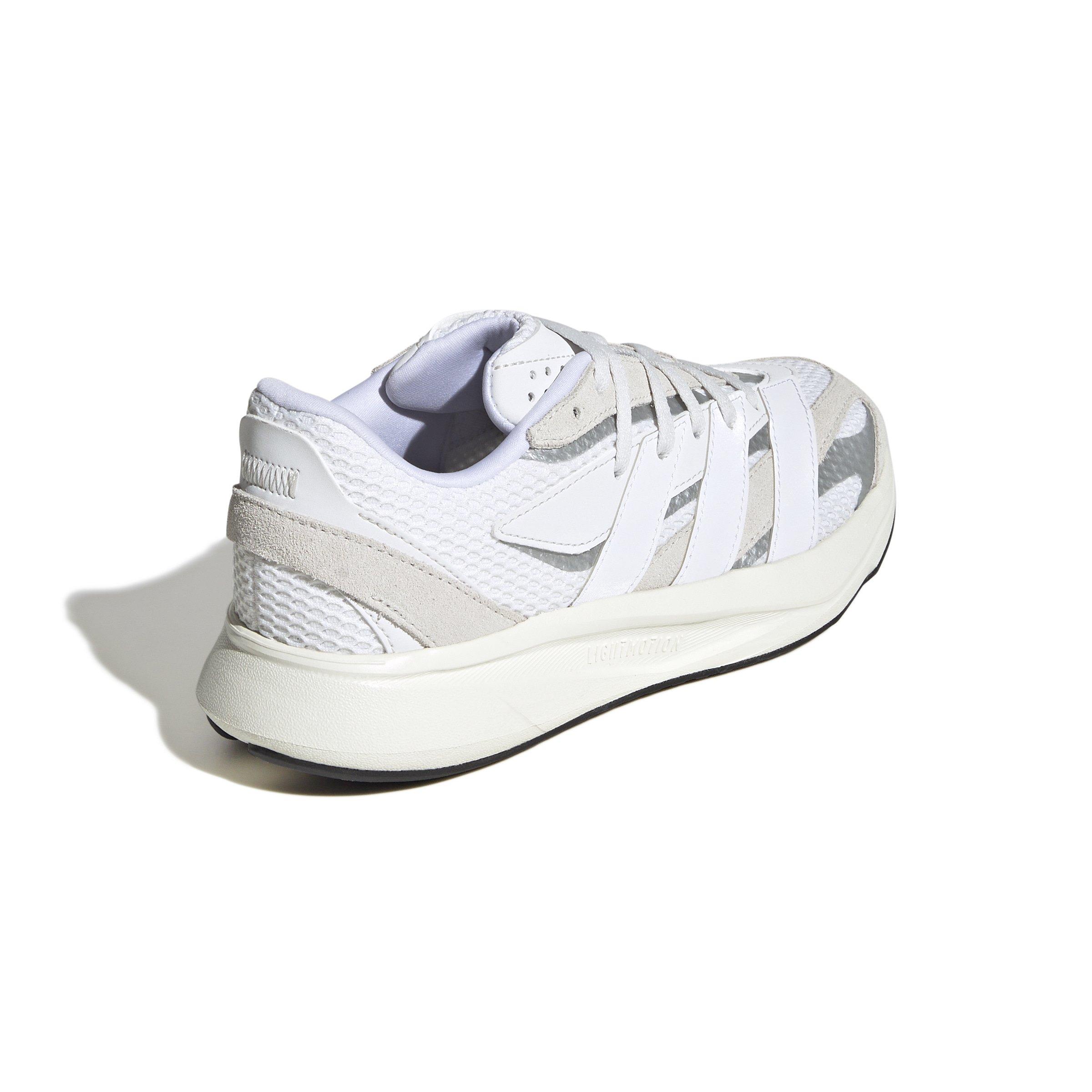 adidas Lightstride Grade School Kids' "Crystal White/Ftwr White/Silver Metallic" Running Shoe