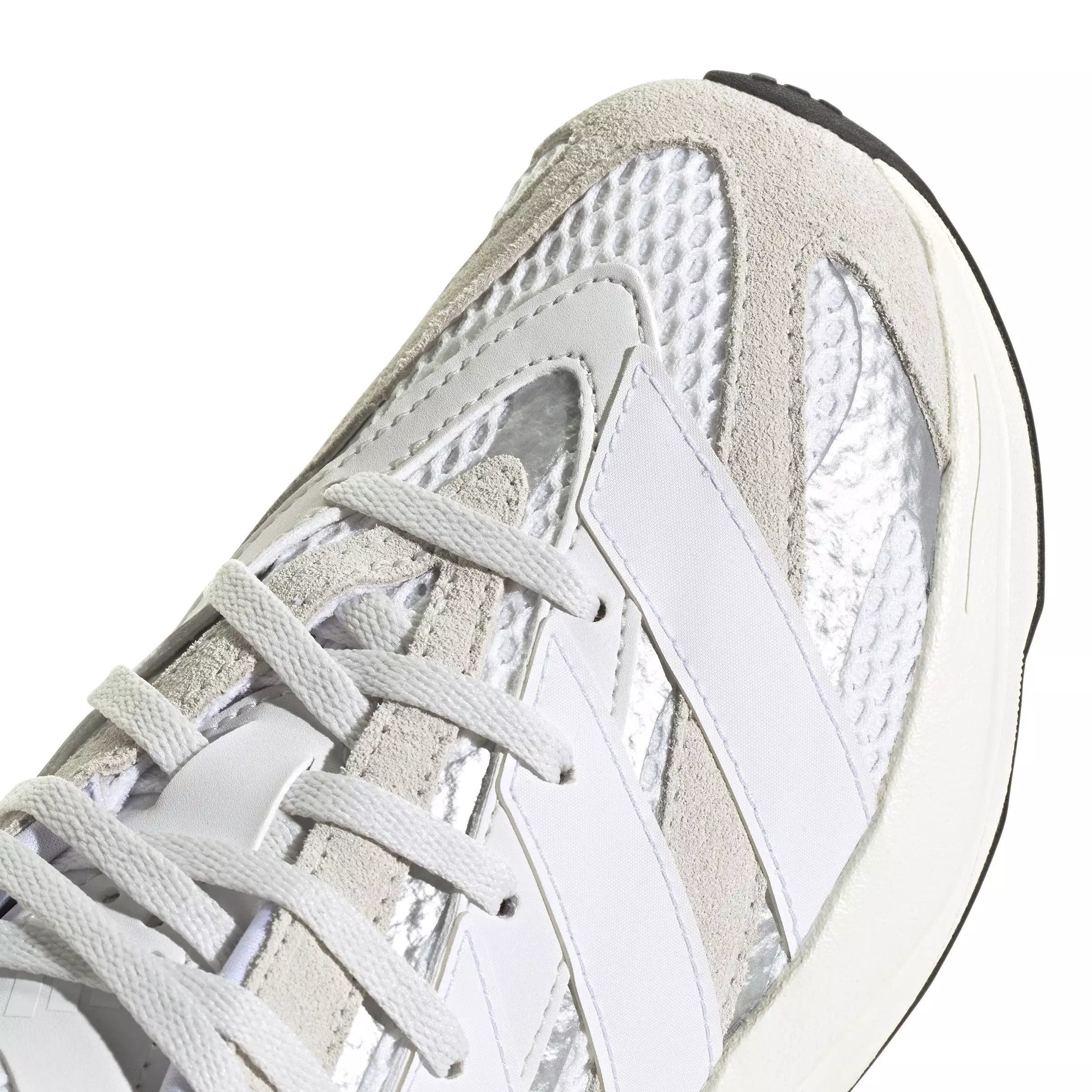adidas Lightstride "Crystal White/Ftwr White/Silver Metallic" Grade School Kids' Running Shoe - WHITE/GREY