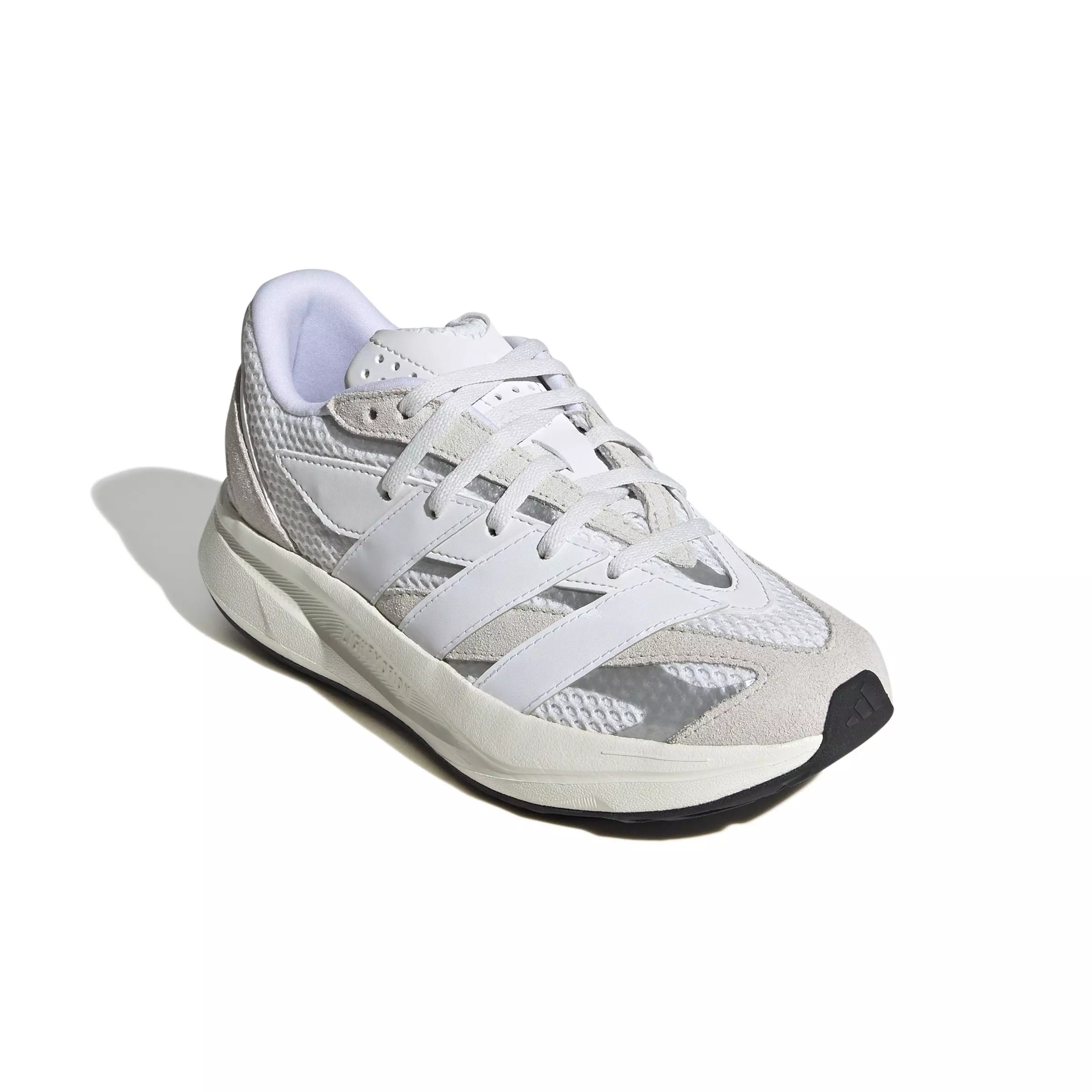 adidas Lightstride "Crystal White/Ftwr White/Silver Metallic" Grade School Kids' Running Shoe - WHITE/GREY