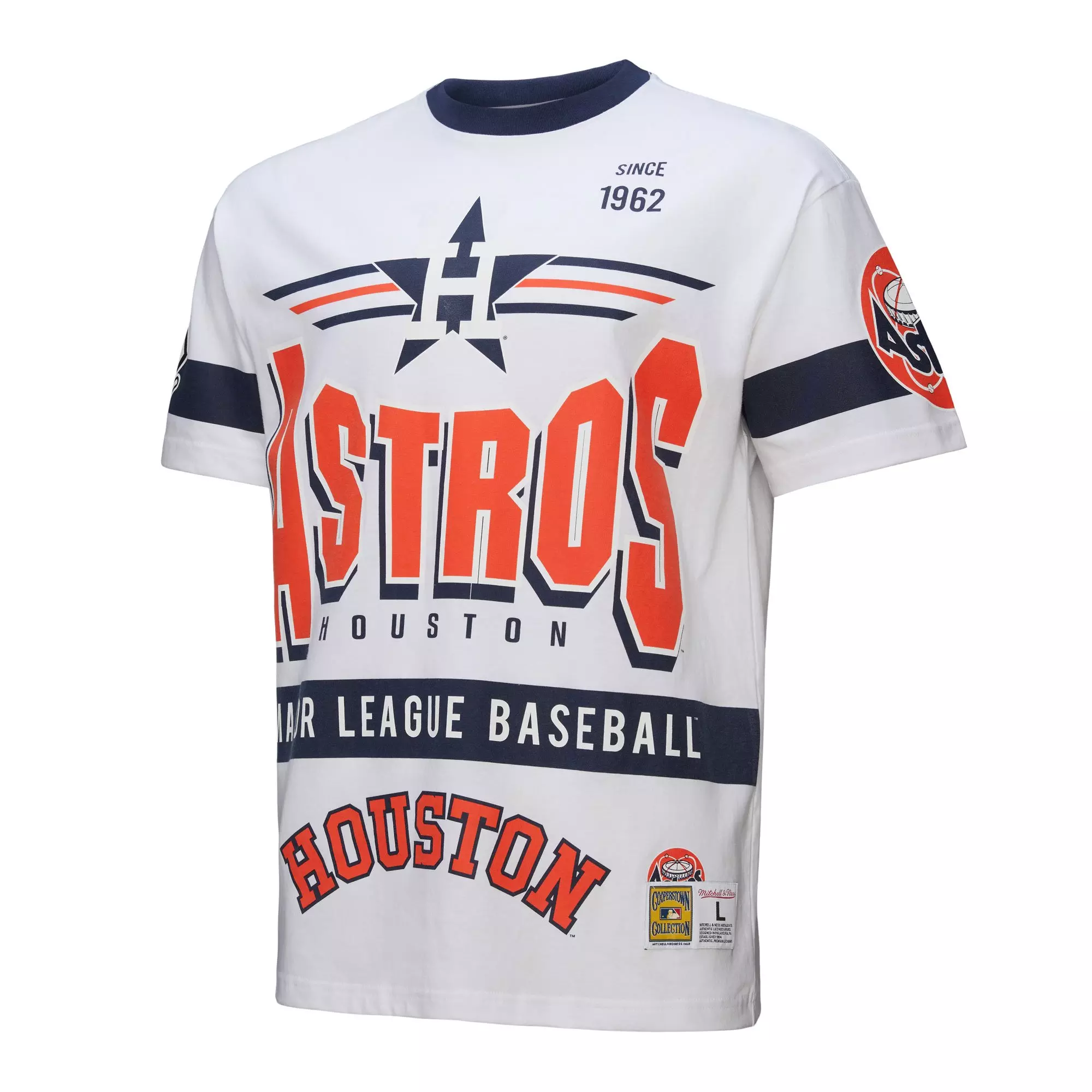Mitchell & Ness Men's Houston Astros Vintage Logo Tee-White - WHITE