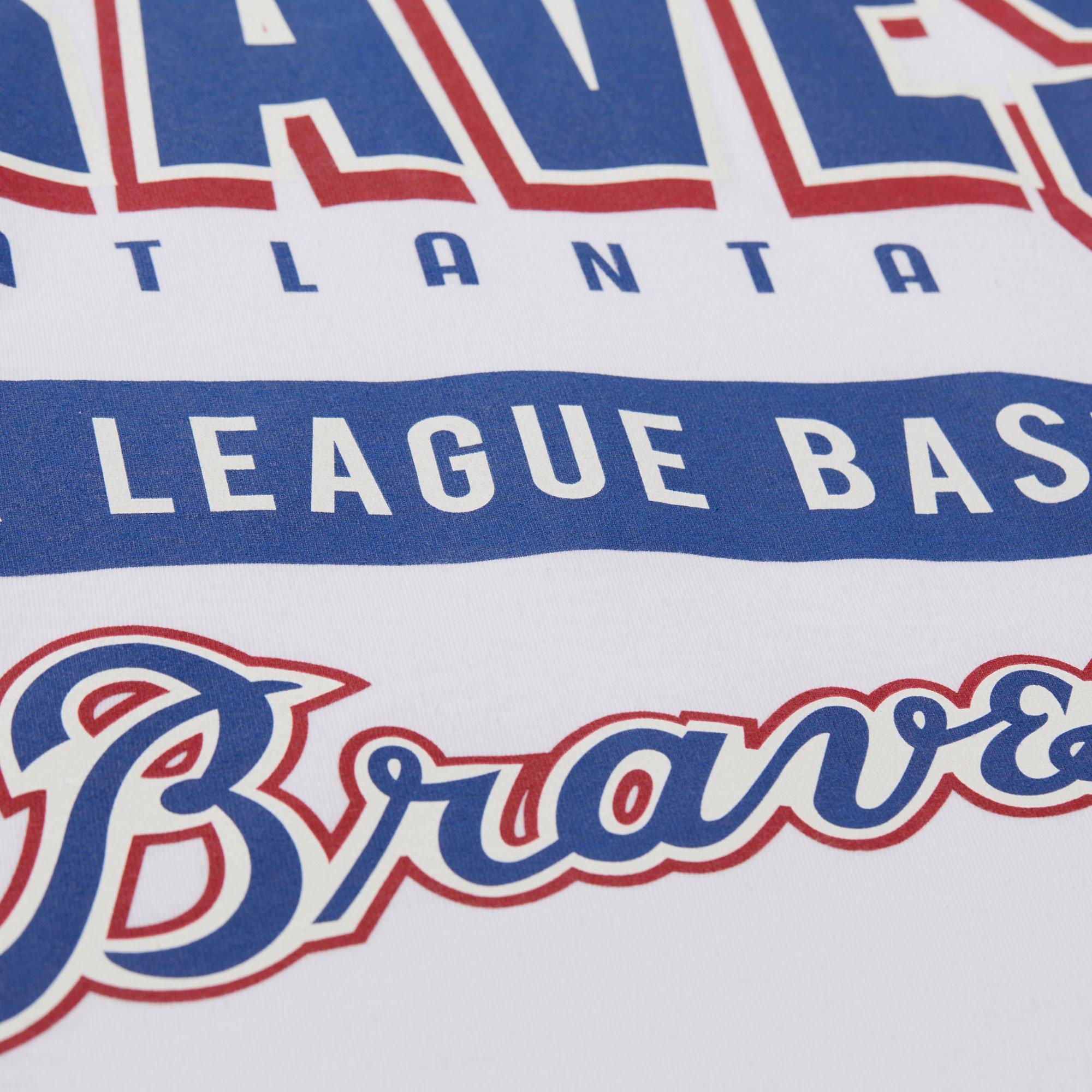 Mitchell & Ness Men's Atlanta Braves Vintage Logo Tee-White - WHITE Thumbnail View 6