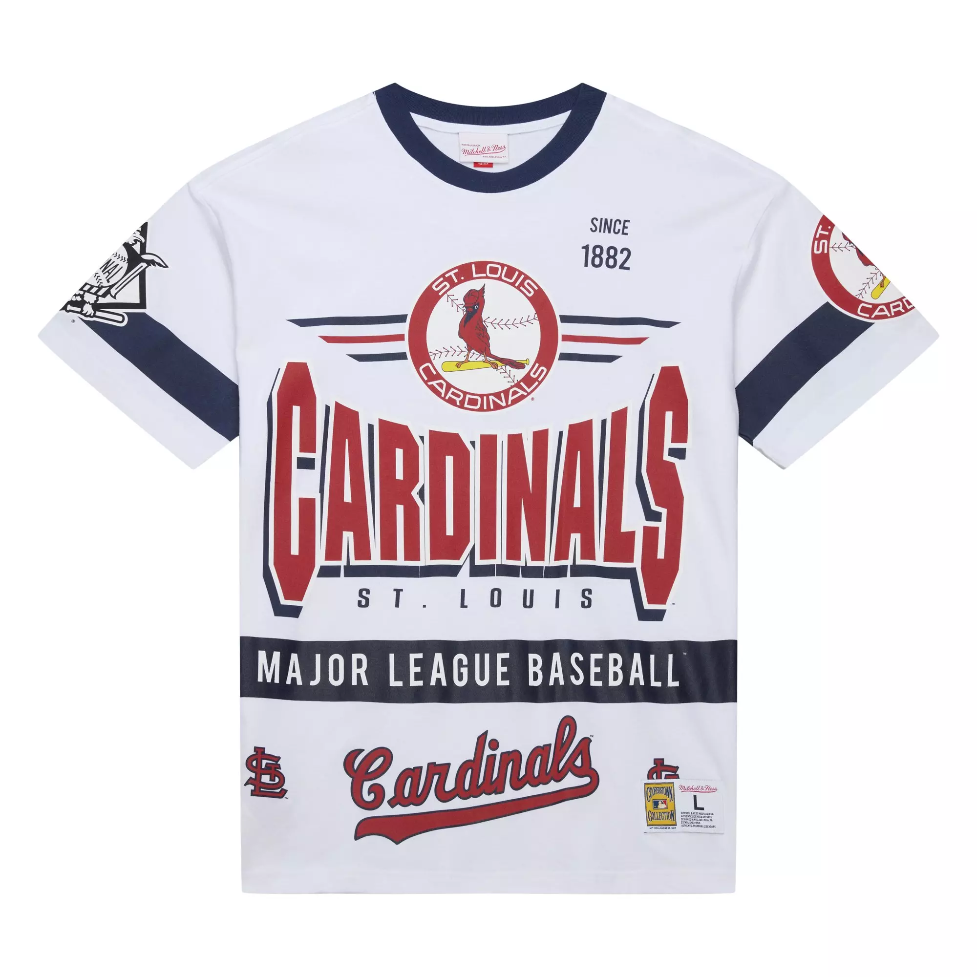 Mitchell & Ness Men's St. Louis Cardinals Vintage Logo Tee-White - WHITE