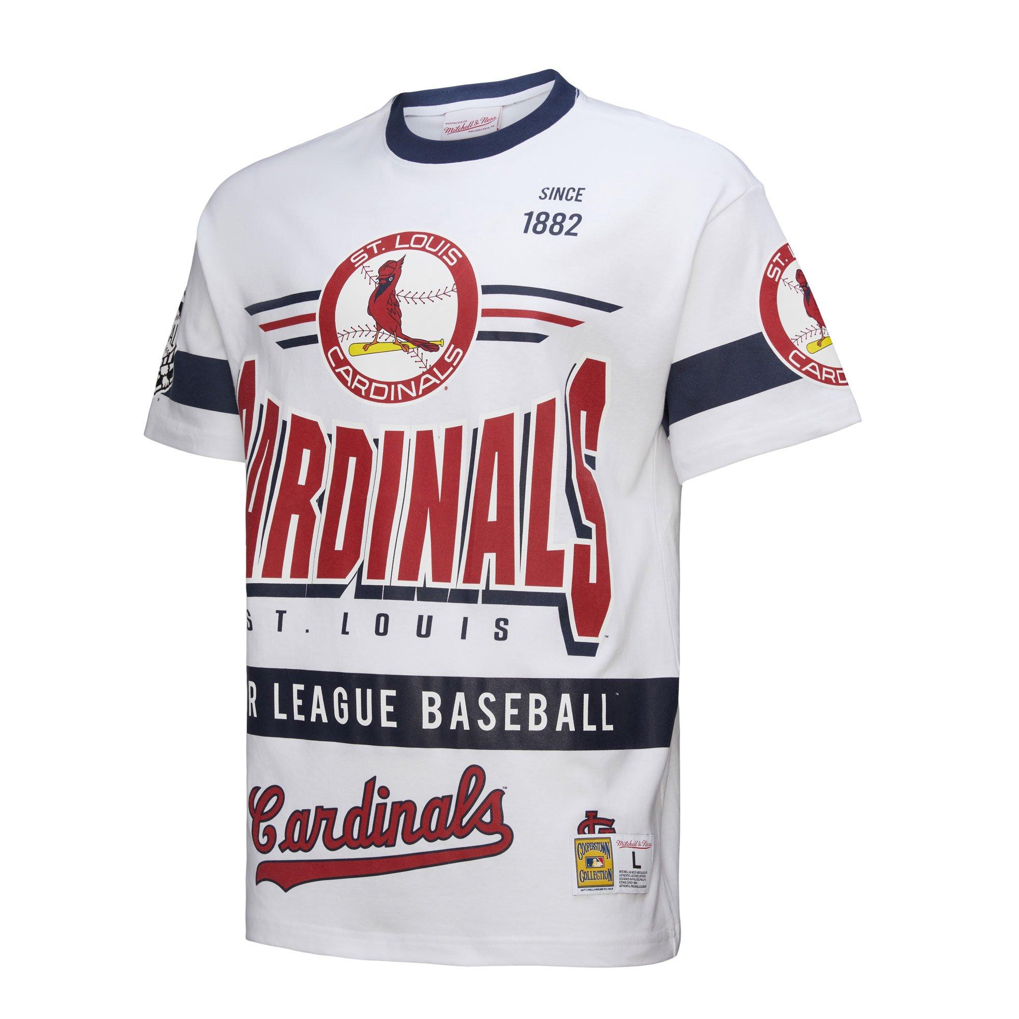 Mitchell & Ness Men's St. Louis Cardinals Vintage Logo Tee-White - WHITE Thumbnail View 3
