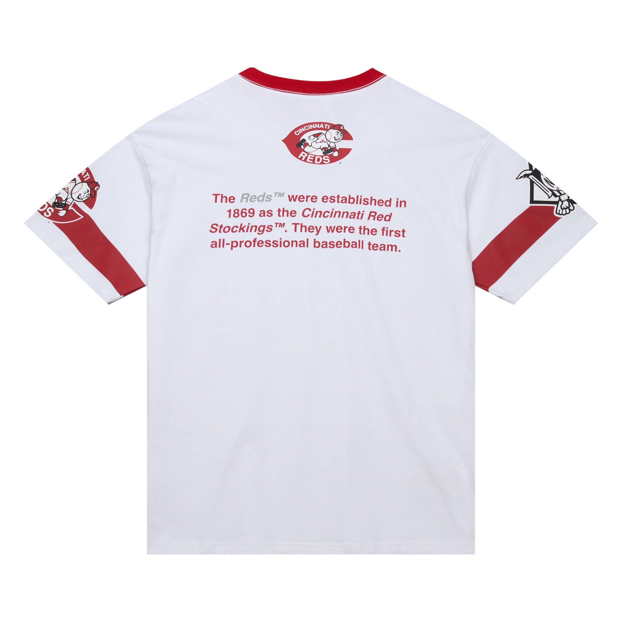 Mitchell & Ness Men's Cincinnati Reds Vintage Logo Tee-White - WHITE Thumbnail View 2