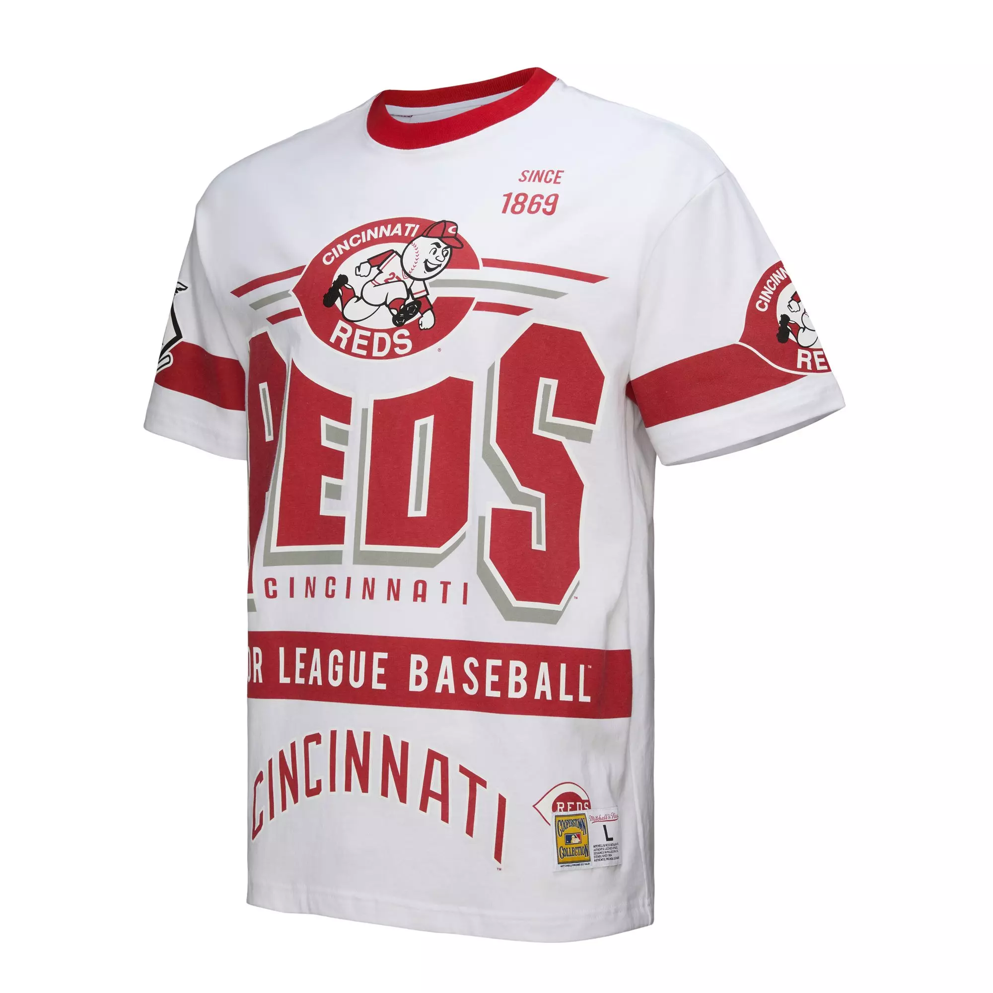 Mitchell & Ness Men's Cincinnati Reds Vintage Logo Tee - White - WHITE