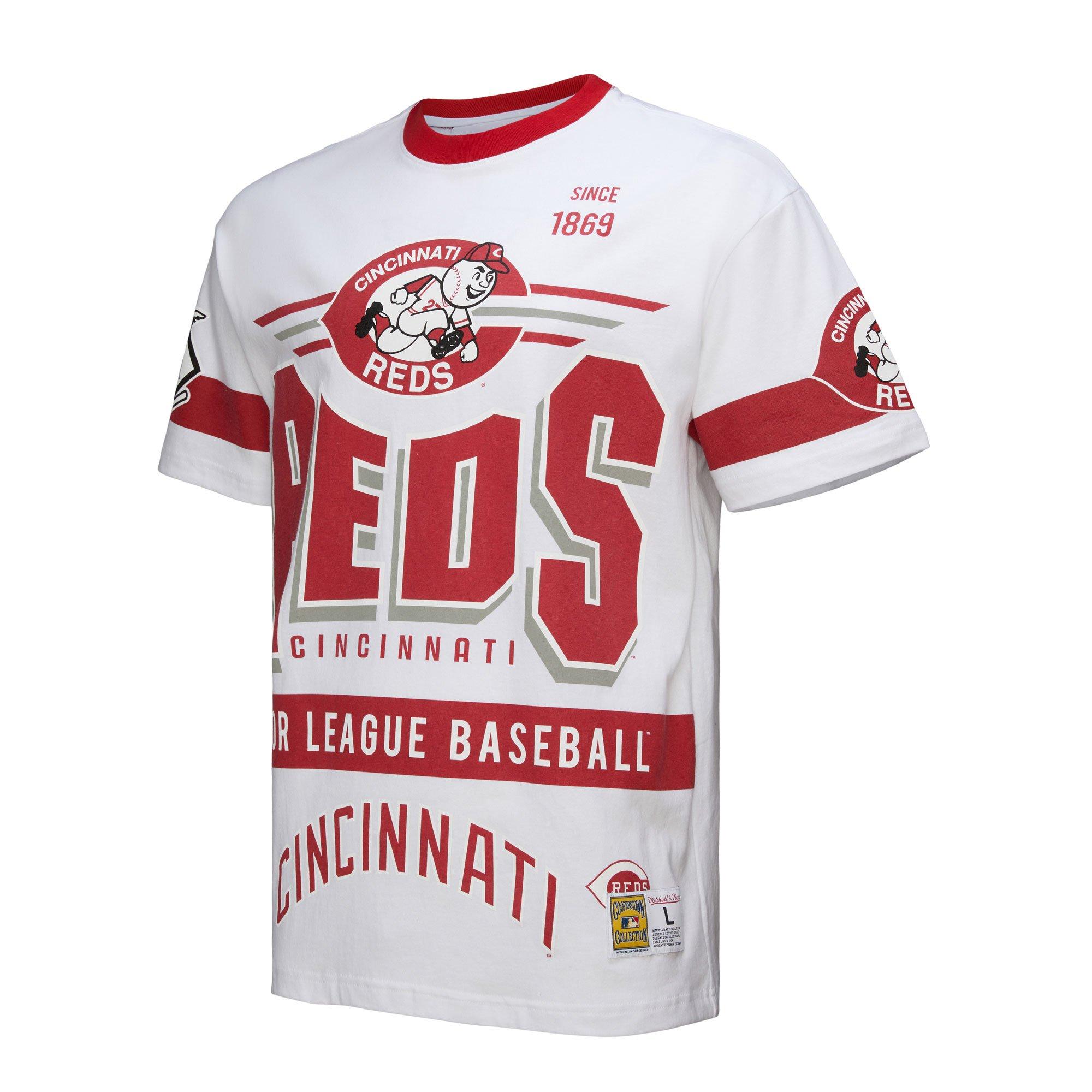 Mitchell & Ness Men's Cincinnati Reds Vintage Logo Tee-White - WHITE Thumbnail View 3