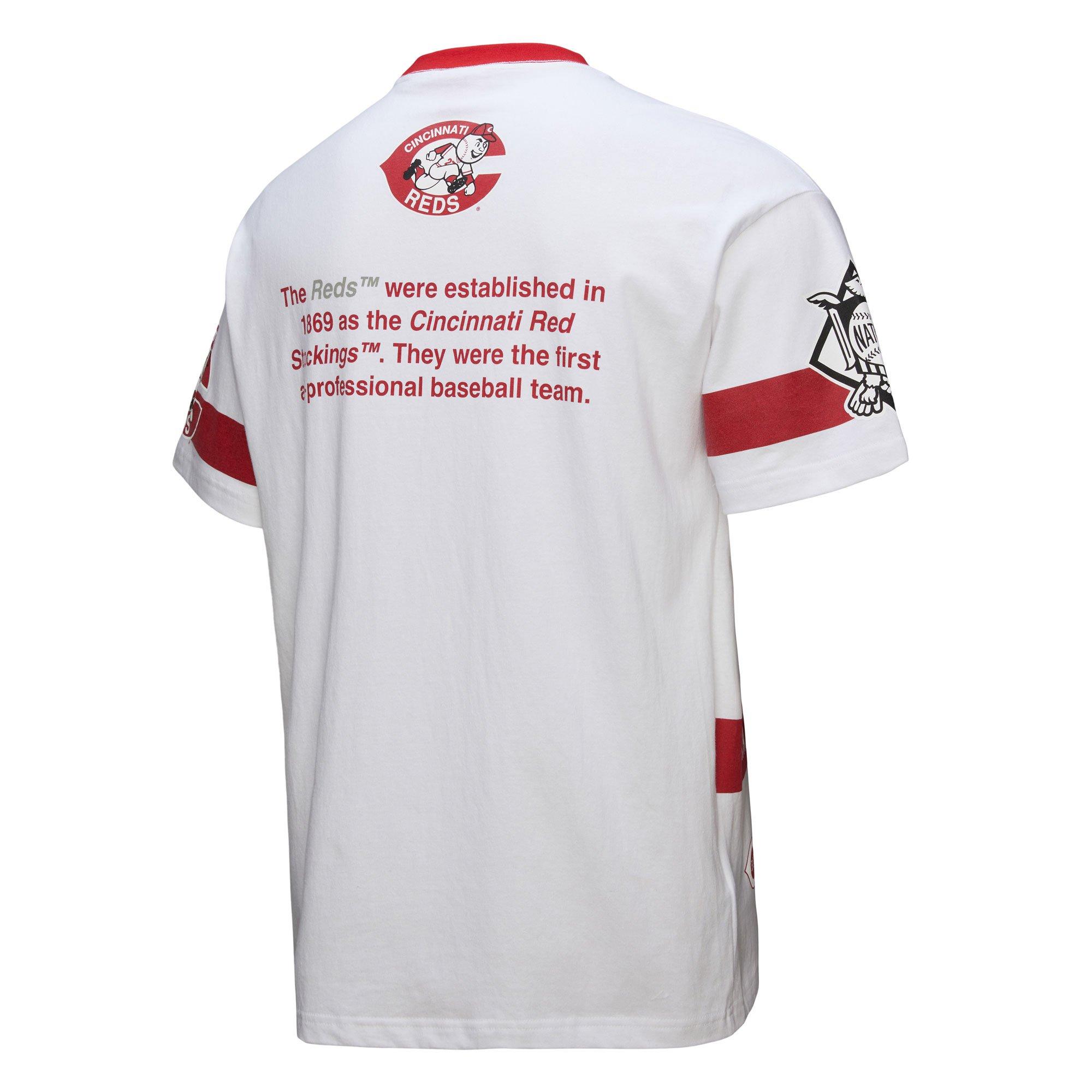 Mitchell & Ness Men's Cincinnati Reds Vintage Logo Tee-White - WHITE Thumbnail View 4