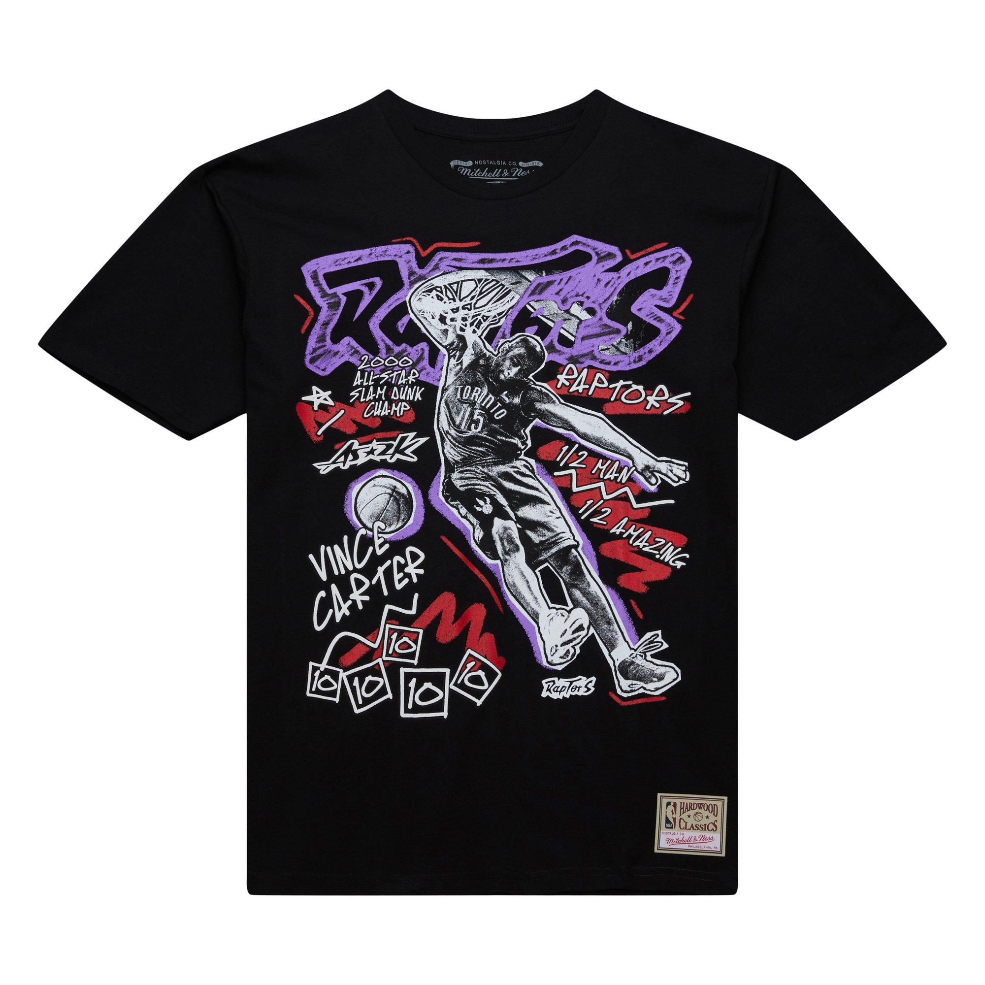Michell & Ness Men's Toronto Raptors Vince Carter Chalked Up Tee-Black - BLACK Thumbnail View 1