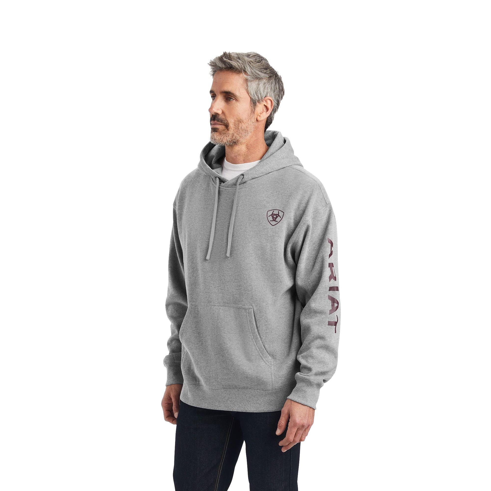 Ariat Men's Logo Hoodie - Heather Grey - GREY Thumbnail View 1